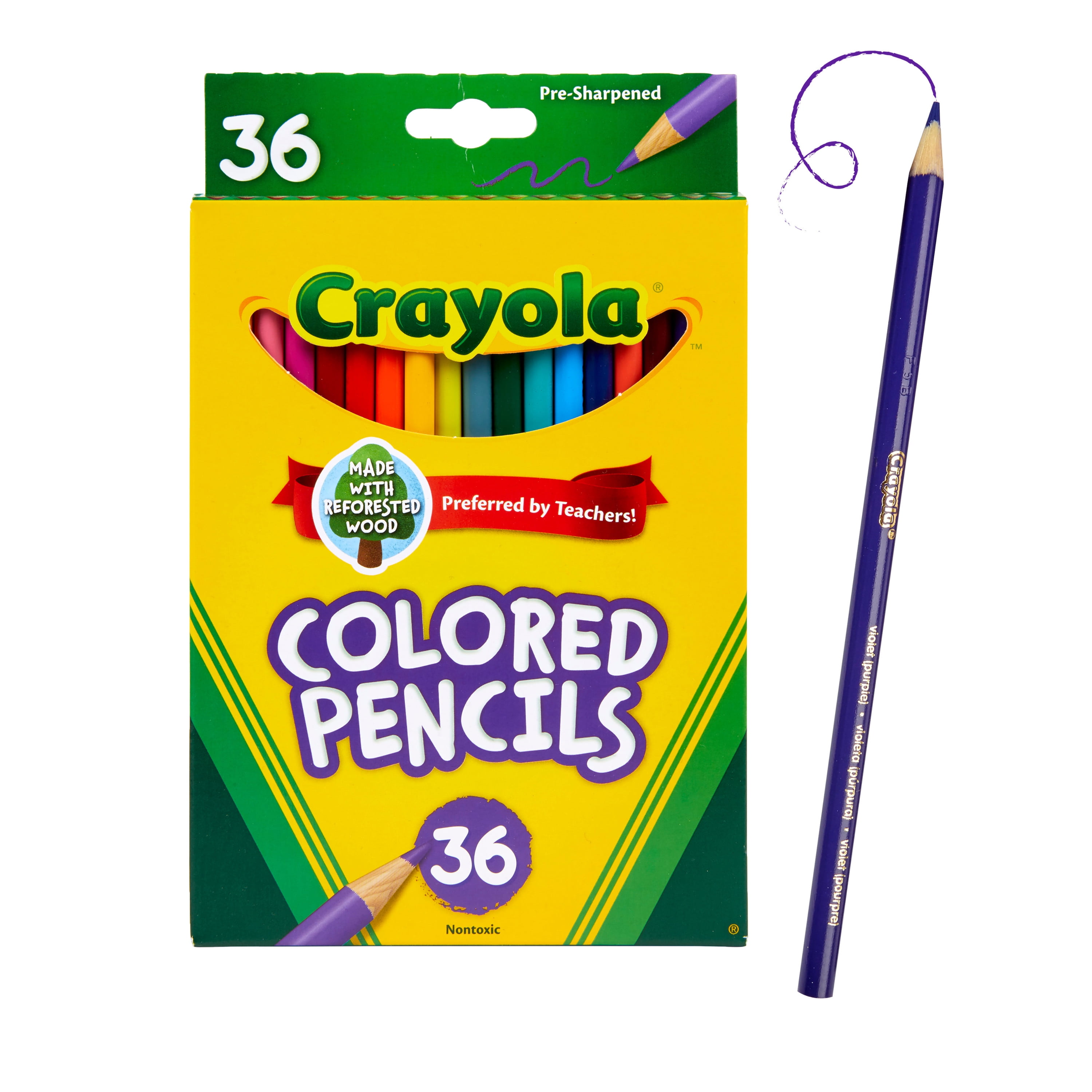 Crayola Colored Pencil Set, Vibrant Pre-sharpened Drawing Pencils for Art Projects (Assorted Colors, 36 Ct) 6mbcv
