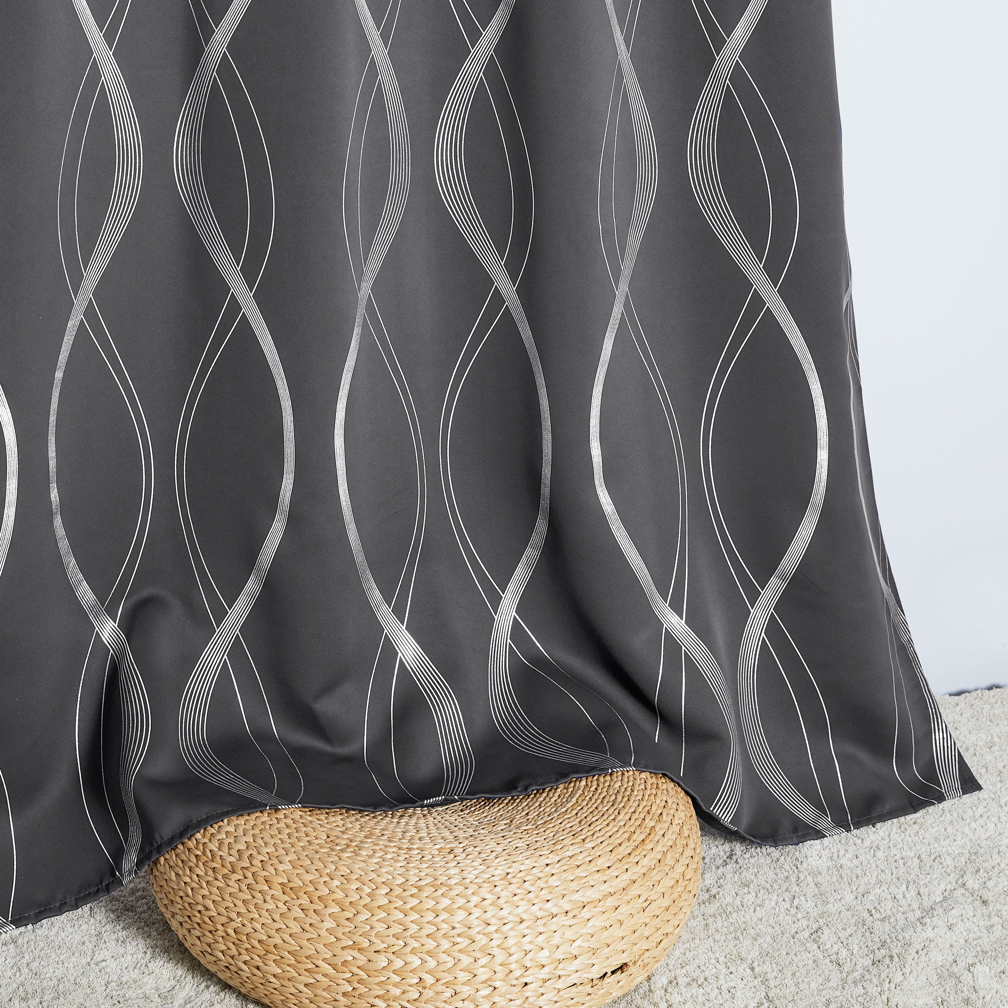 NICETOWN Blackout Curtains Thermal Insulated Room Darkening Drapes with Embossed Wave Design (Grey, 52 in x 84 in, 2 Panels) 0r3c0