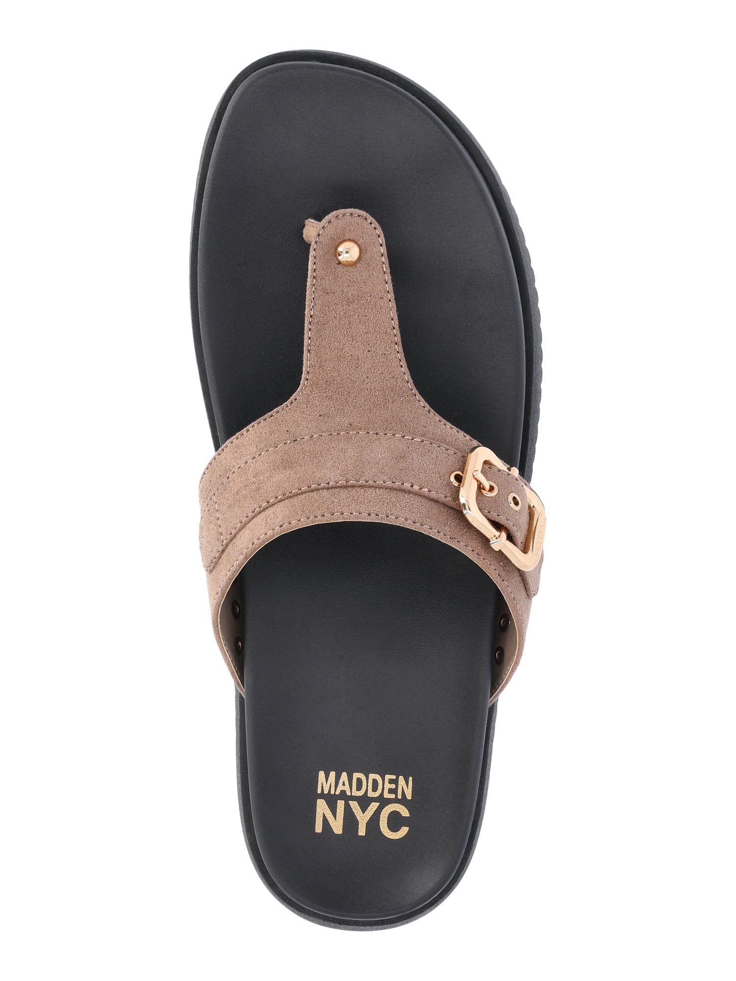 Madden NYC Women's Faux Suede Thong Footbed Sandals (Beige, Medium Width) 665sf