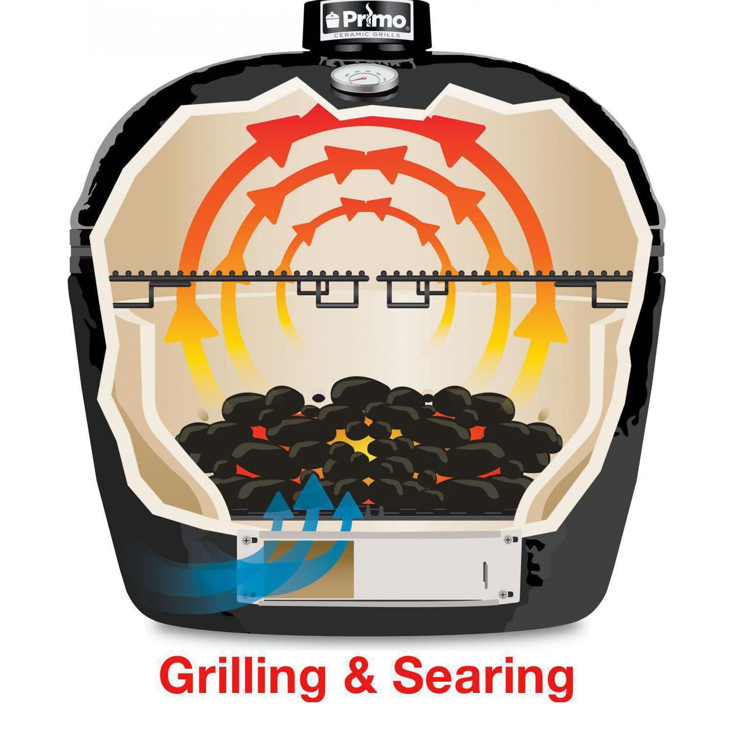 Primo Oval Large 300 Ceramic Kamado Grill with Stainless Steel Grates (Black, 300 sq in) 1ojuj