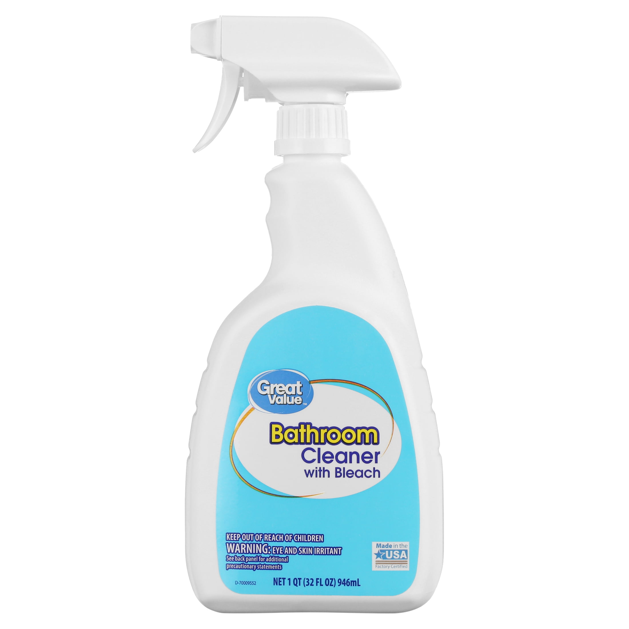 Great Value Bathroom Cleaner with Bleach, Heavy-Duty Disinfectant for Soap Scum and Mold (32 fl oz) kv1r1