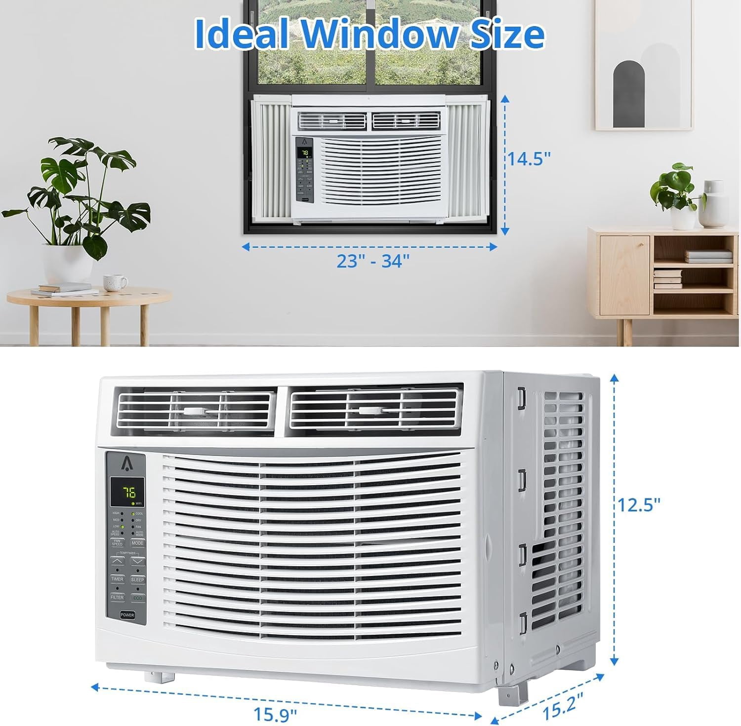 Tropow 6,000 BTU Window Air Conditioner, Fast Cooling for 250 Sq. Ft. Rooms, Smart App & Remote Control (White, 6,000 BTU) eng57