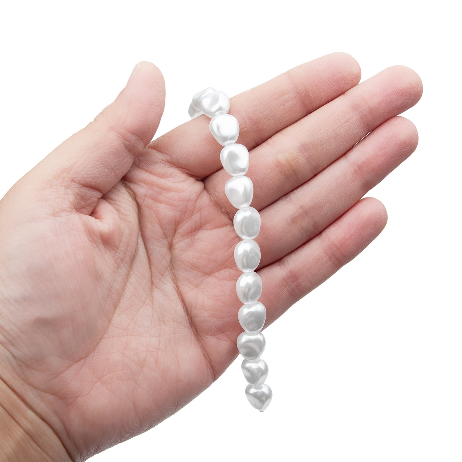Cousin DIY Faux Keshi Pearl Bead Strand for Jewelry Making (White, 7.5 in, 17 Pieces) rpwd7