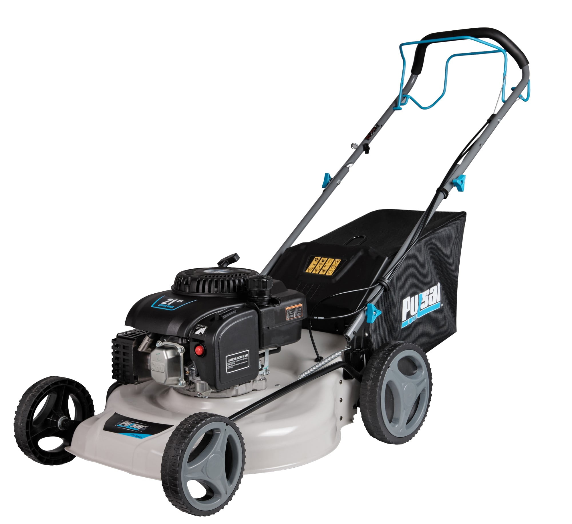 Pulsar Self-Propelled Gas Lawn Mower, 200cc 4-Stroke Engine, 3-in-1 Cutting System (White, 21 in) 8198v