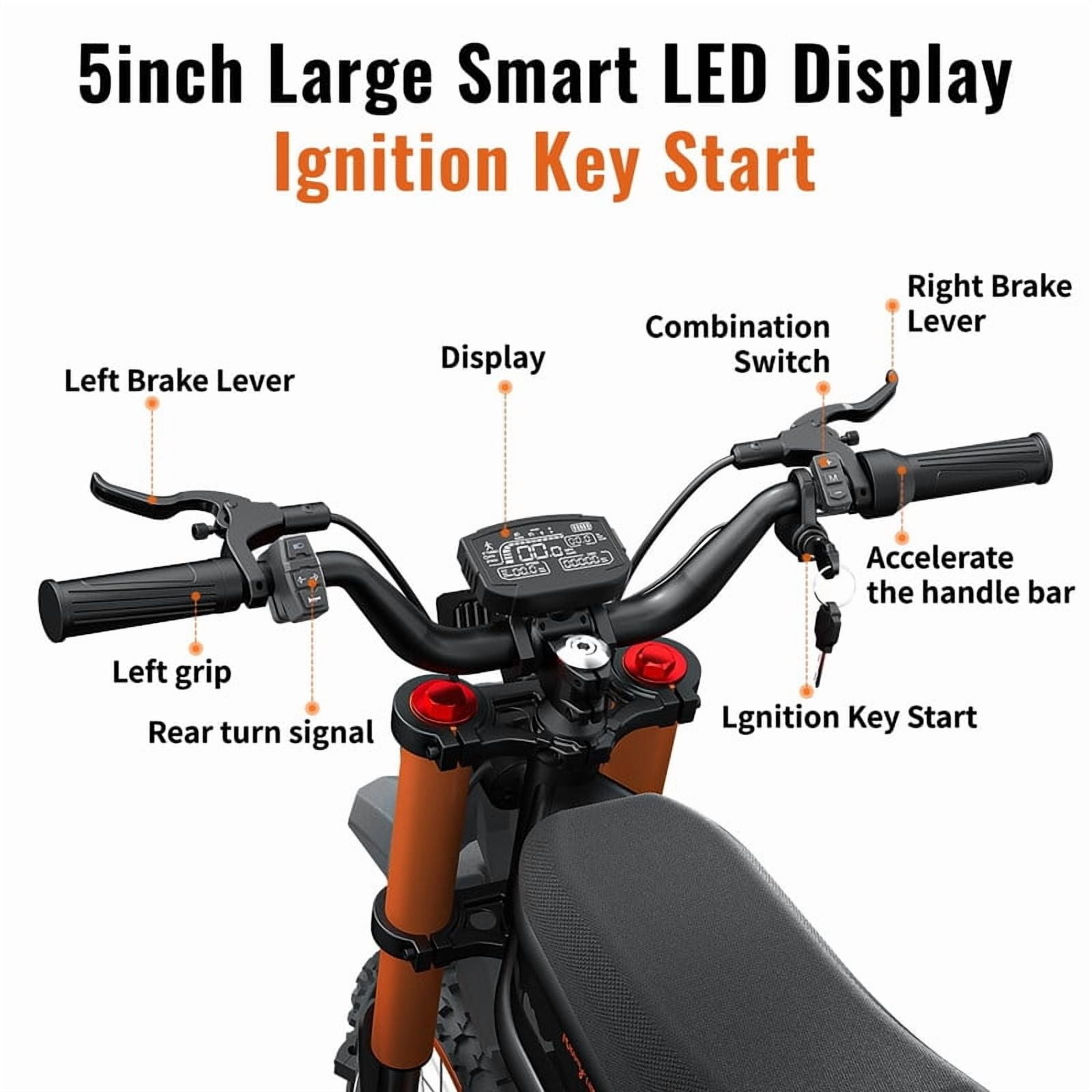 Riding'Times GT54 Electric Dirt Bike, 2000W Off-Road E-Bike with 27AH Battery, Dual Hydraulic Brakes (14 in / 12 in Tires) lyd0o
