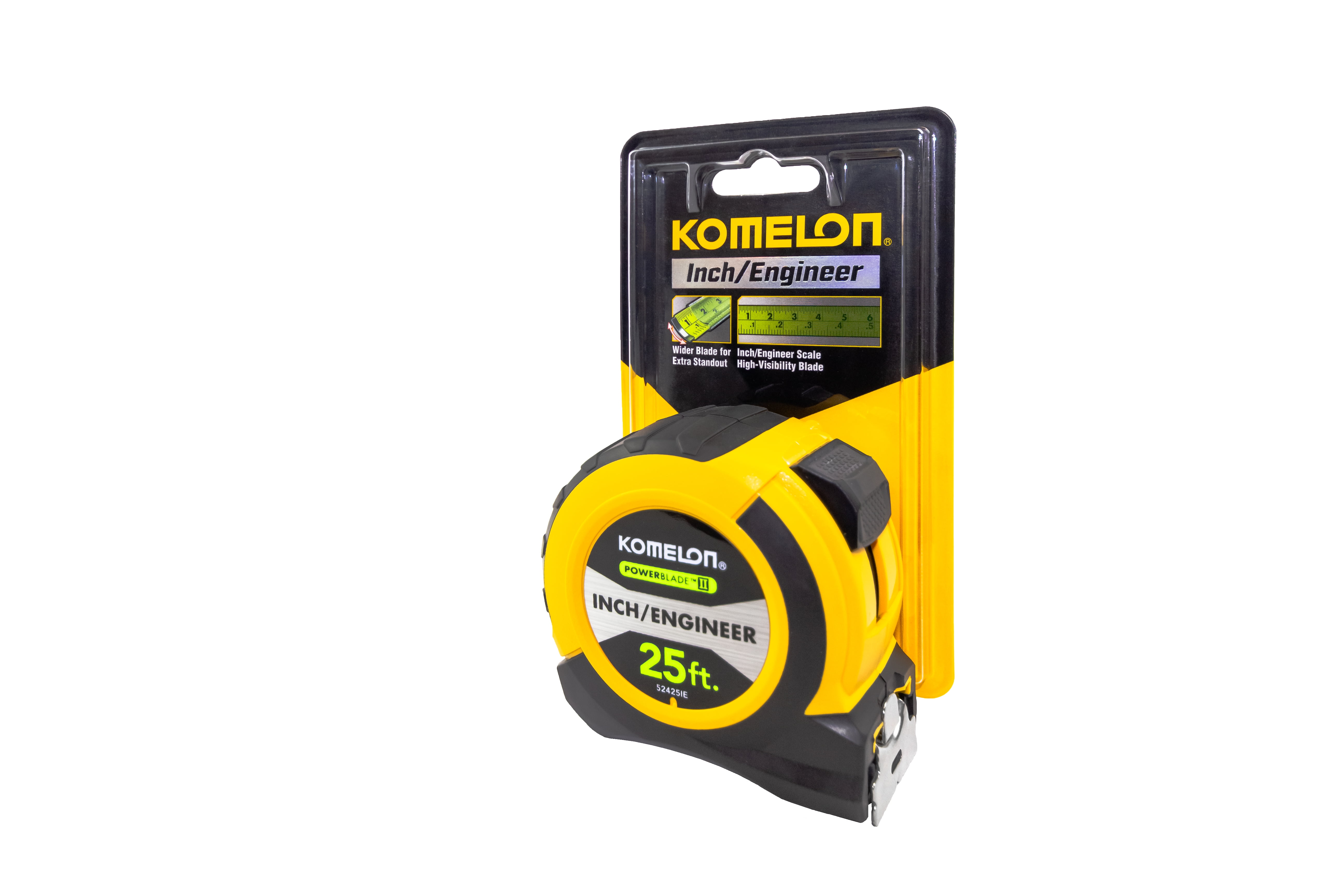 Komelon Powerblade II Professional Tape Measure (Heavy-duty, High-visibility) (Black, 25 ft) 9wqtp