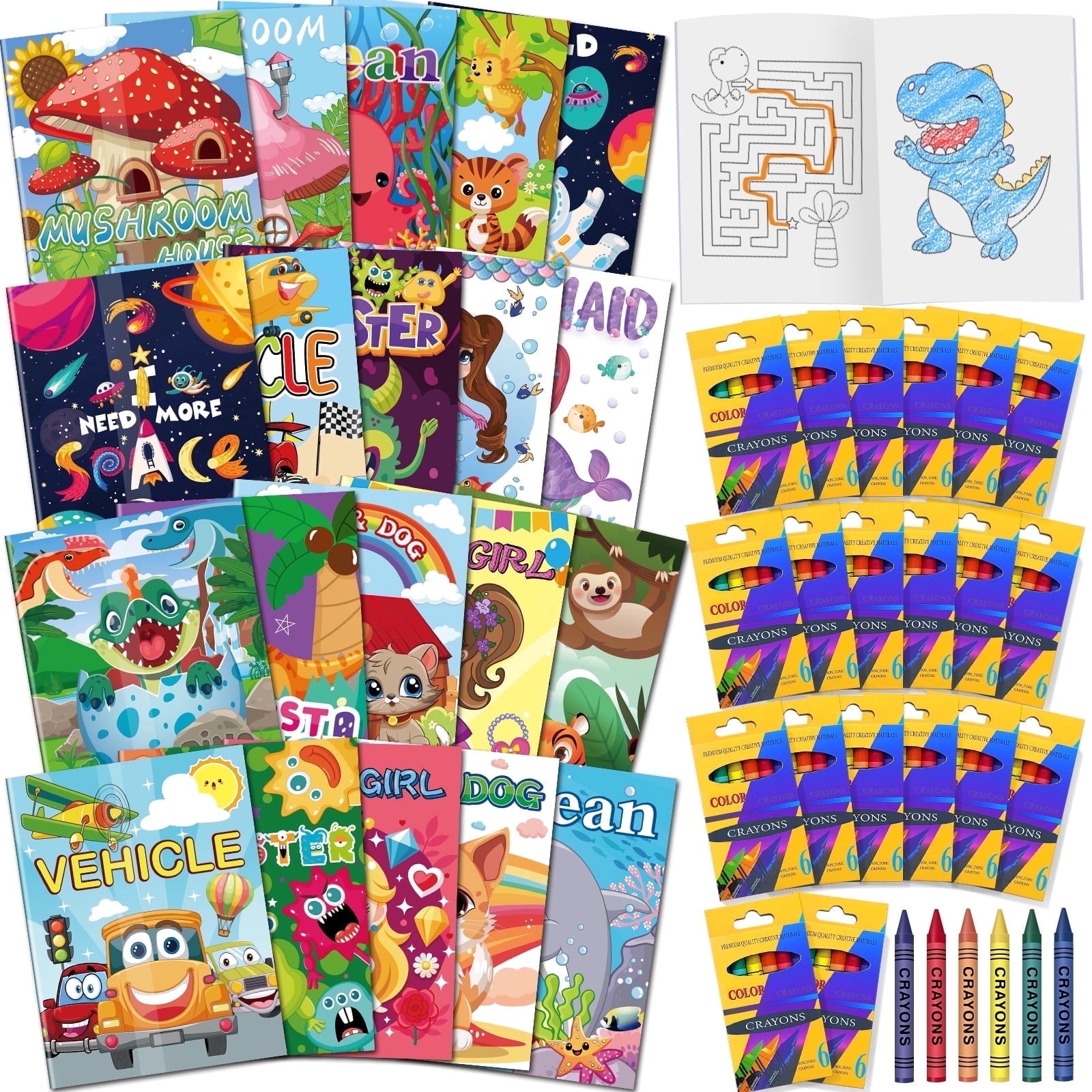 Elfew Coloring Books and Crayon Set for Kids (20 Pack Books, 20 Pack Crayons, 6.7 in x 5.1 in) szywu