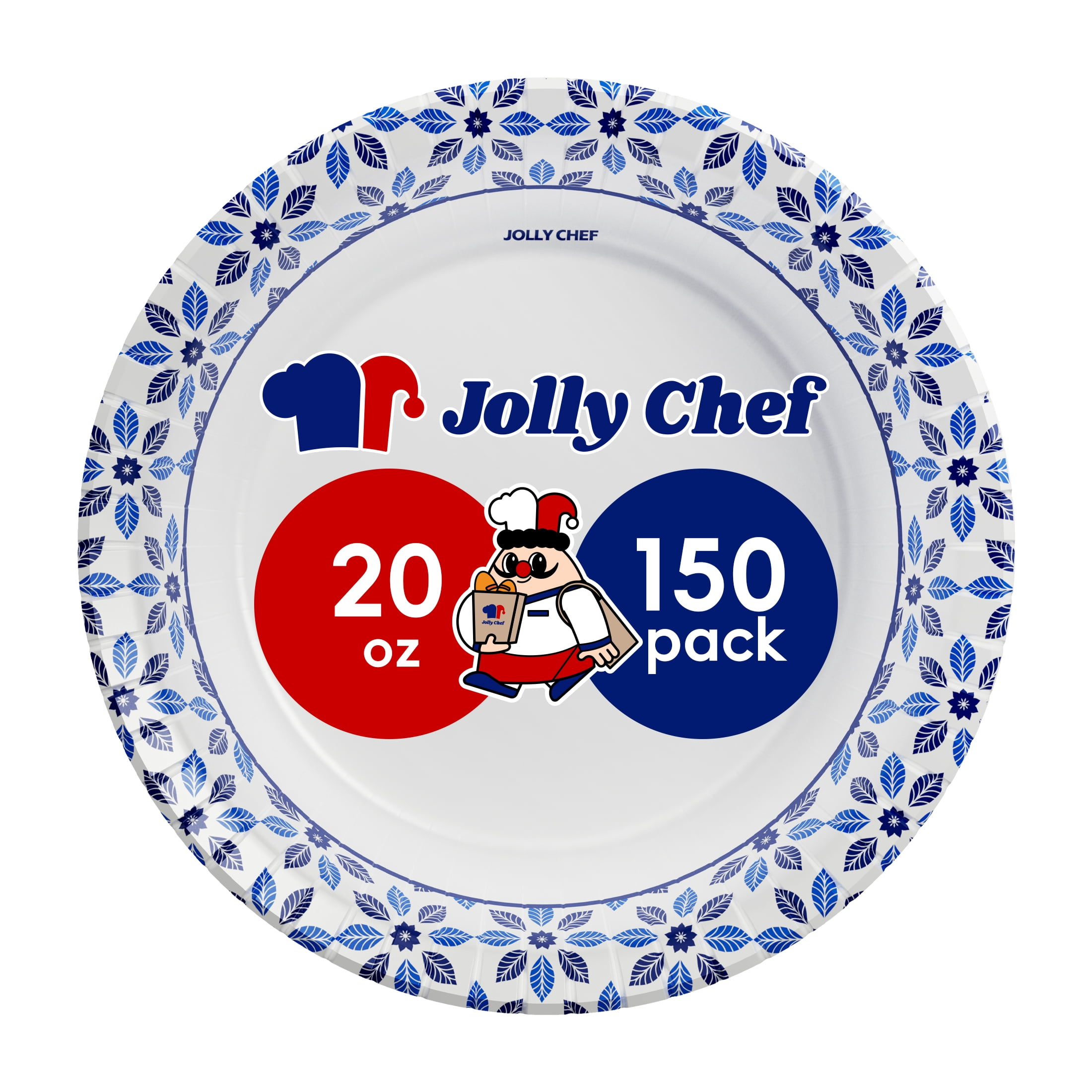 JOLLY CHEF Disposable Paper Bowls, Heavy-Duty Soak-Proof Microwave Safe Bowls (White, 20 oz, 150 Count) l4k0n