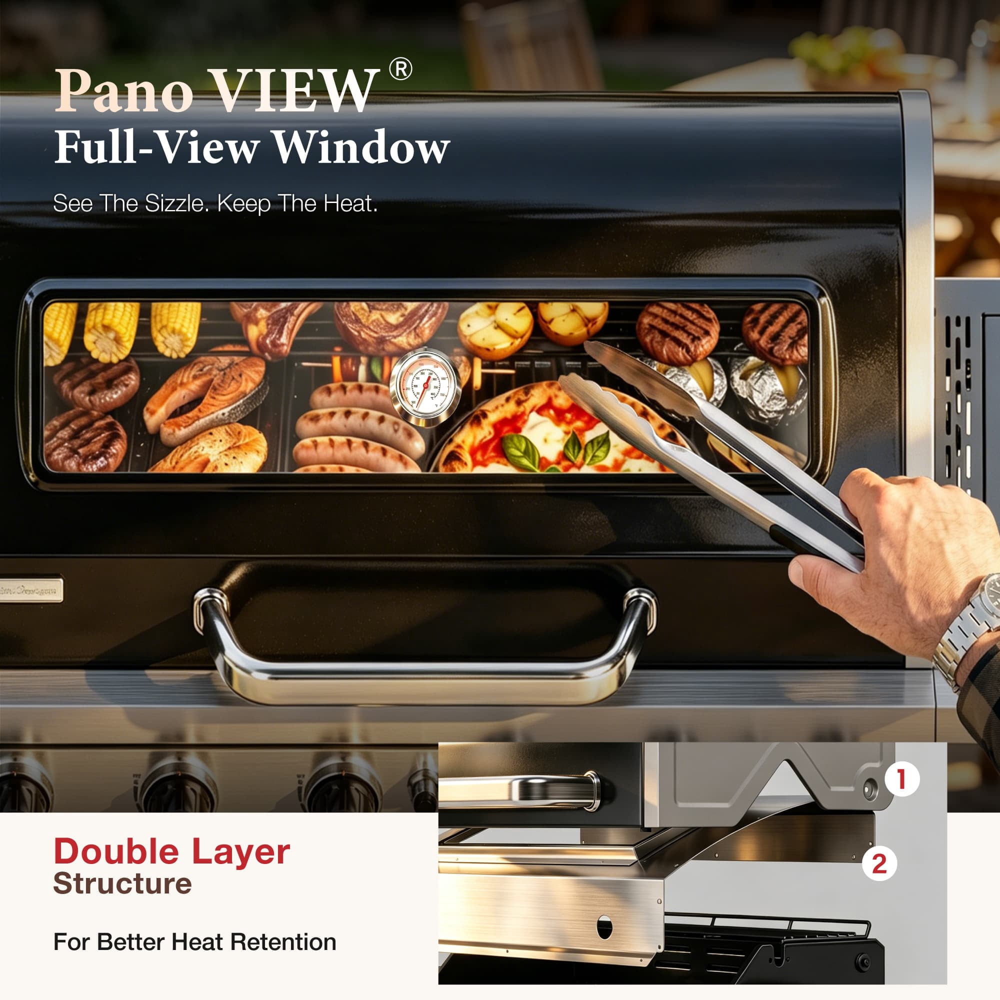MF Studio 6-Burner Propane Gas Grill with Infrared Side Burner and Griddle Zone (Black, 840 sq.in) w78tr