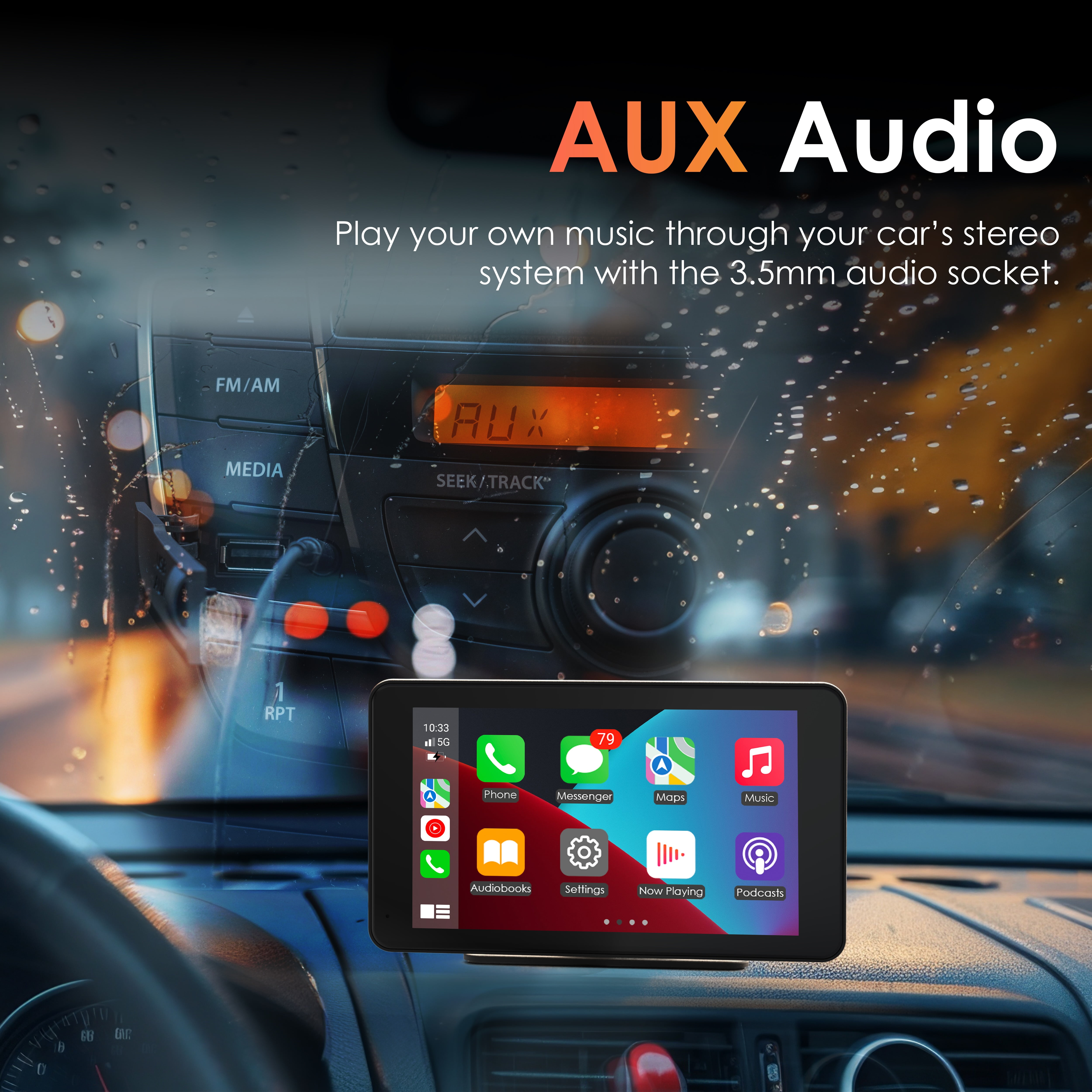 Rexing 7 in Wireless CarPlay and Android Auto Receiver with 4K Front and 1080p Rear Dash Cam (32GB) di8x9