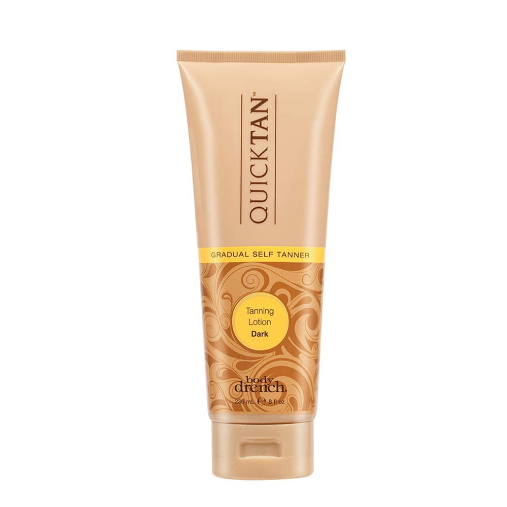 Body Drench Quick Tan Gradual Self-Tanning Lotion for Natural Sunless Glow (Dark, 8 fl oz) zaio7
