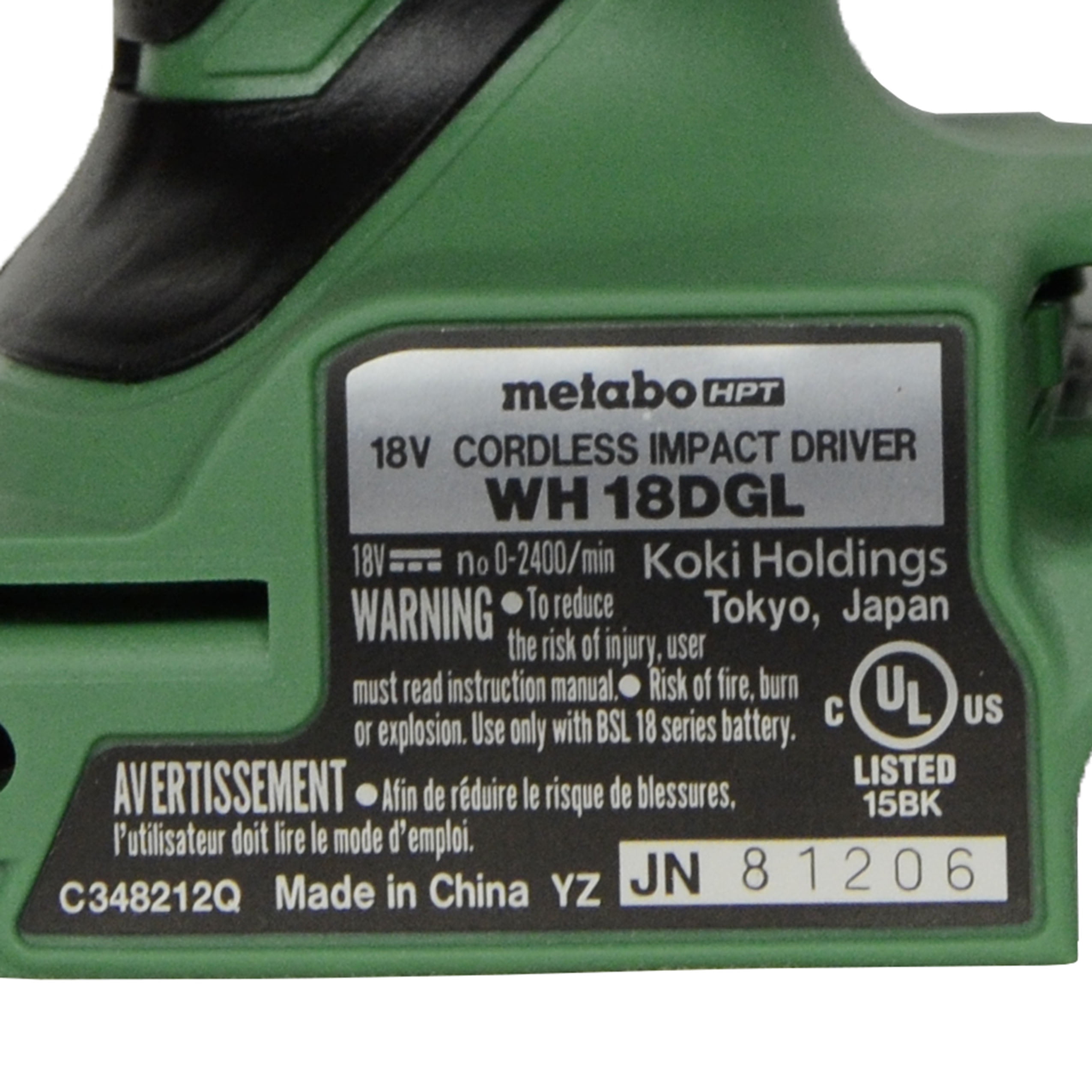 Metabo HPT WH18DGL 18V Cordless Impact Driver (Green, Tool Only) gxnpj
