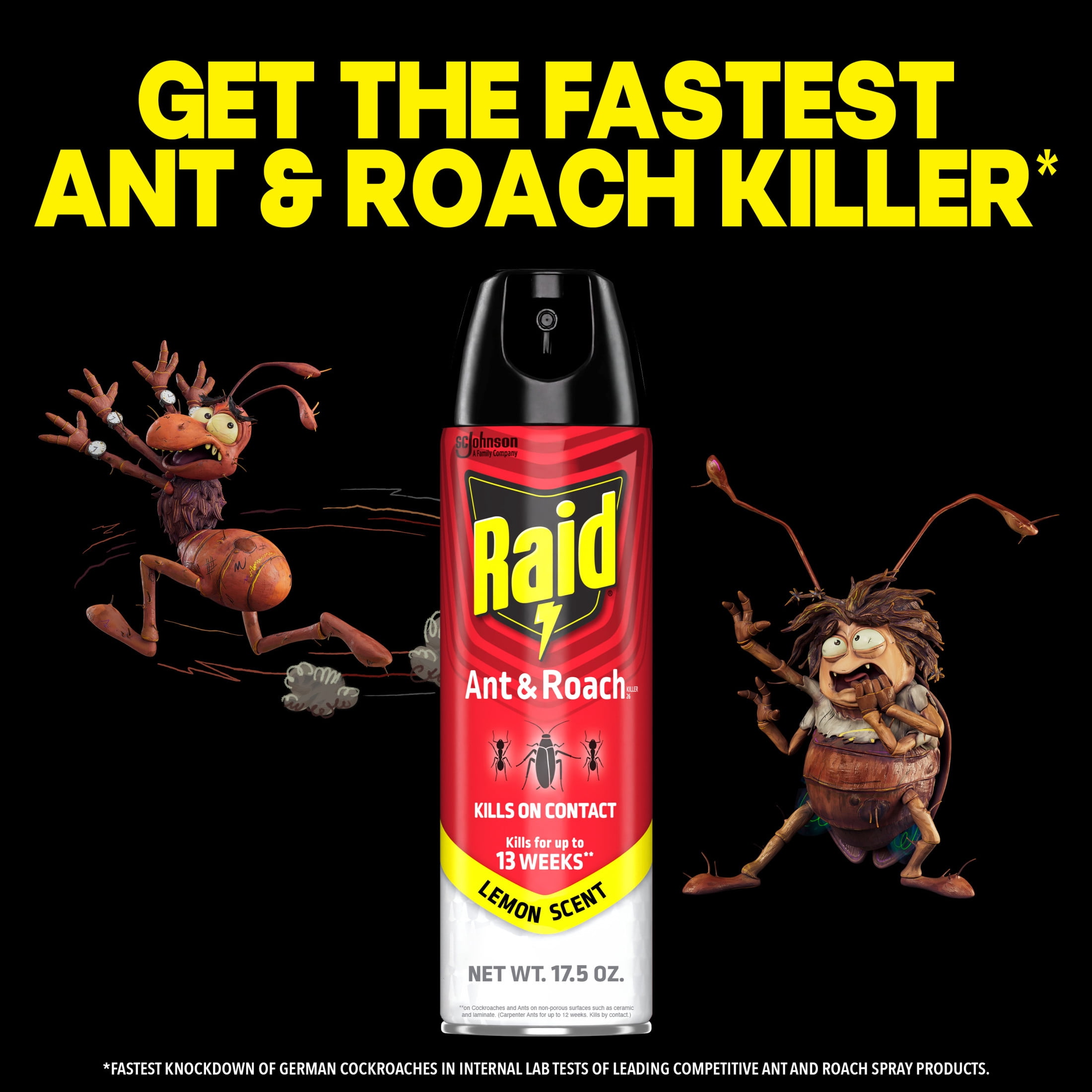 Raid Ant and Roach Insect Killer Spray, Lemon Scented Indoor Pest Control (17.5 oz) 5pq18