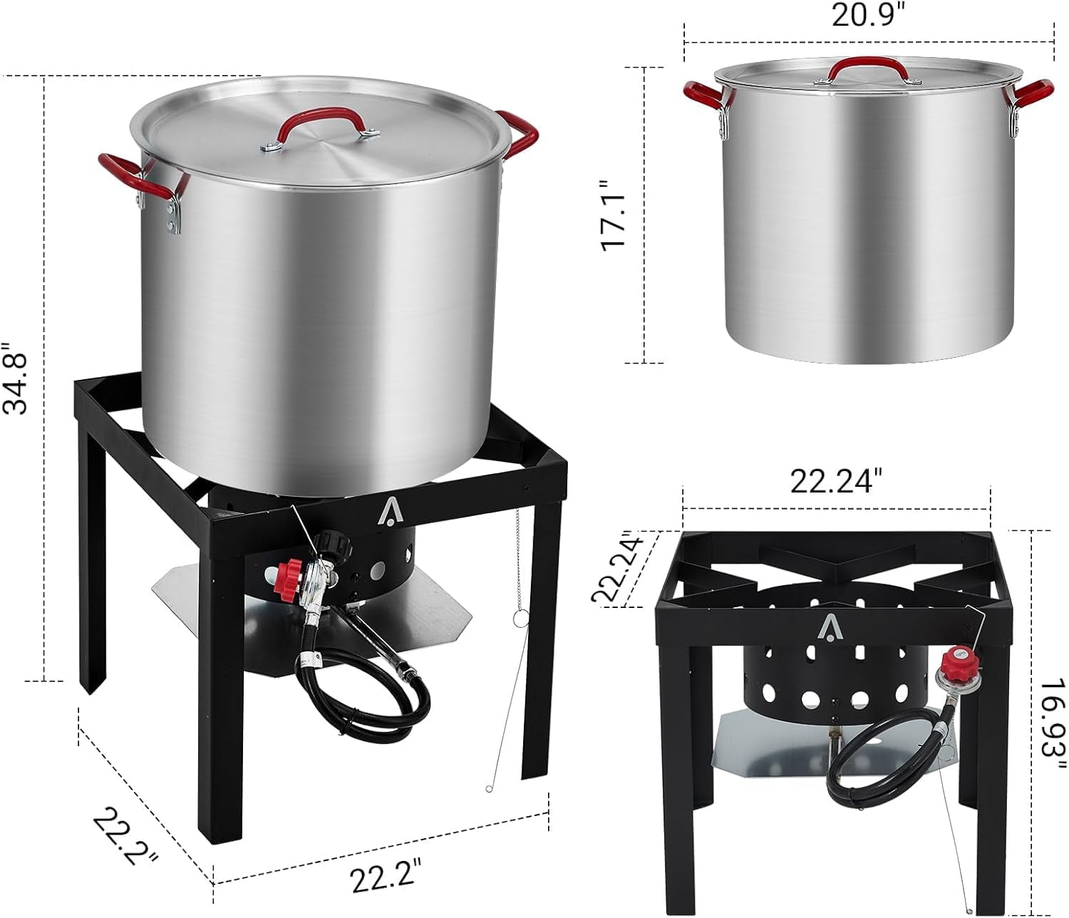 Bayou Classic 60-Quart Aluminum Seafood Boil Pot Kit with High-Pressure Propane Jet Burner and Strainer (60 Quart) s25lk