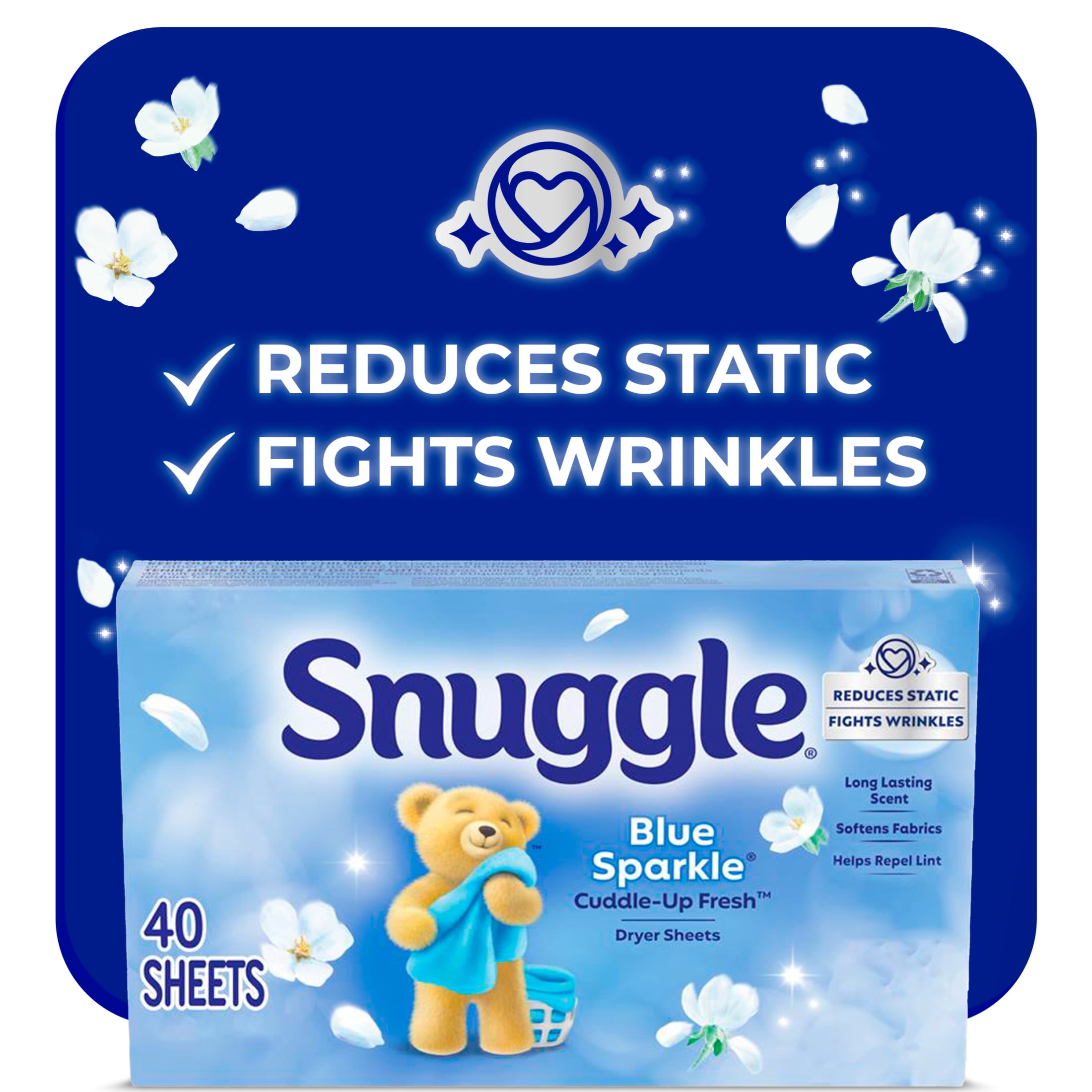 Snuggle Blue Sparkle Cuddle Up Fresh Dryer Sheets (Blue, 40 Count) gd6fv
