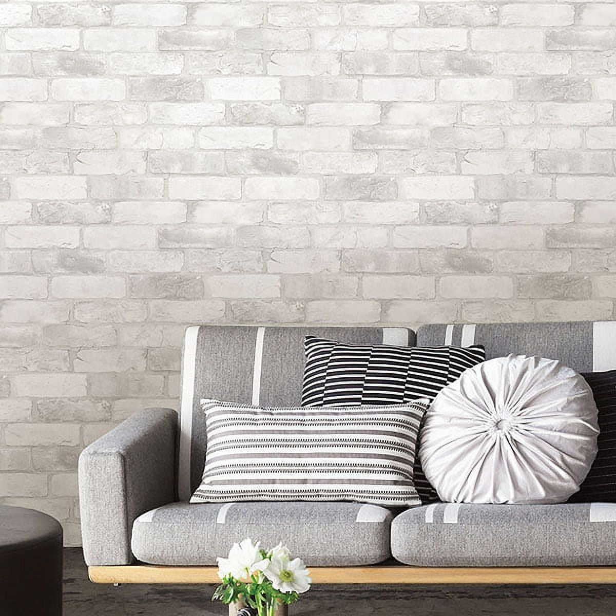 NuWallpaper Loft White Brick Peel and Stick Wallpaper (White, 216-in x 20.5-in) z6c9e