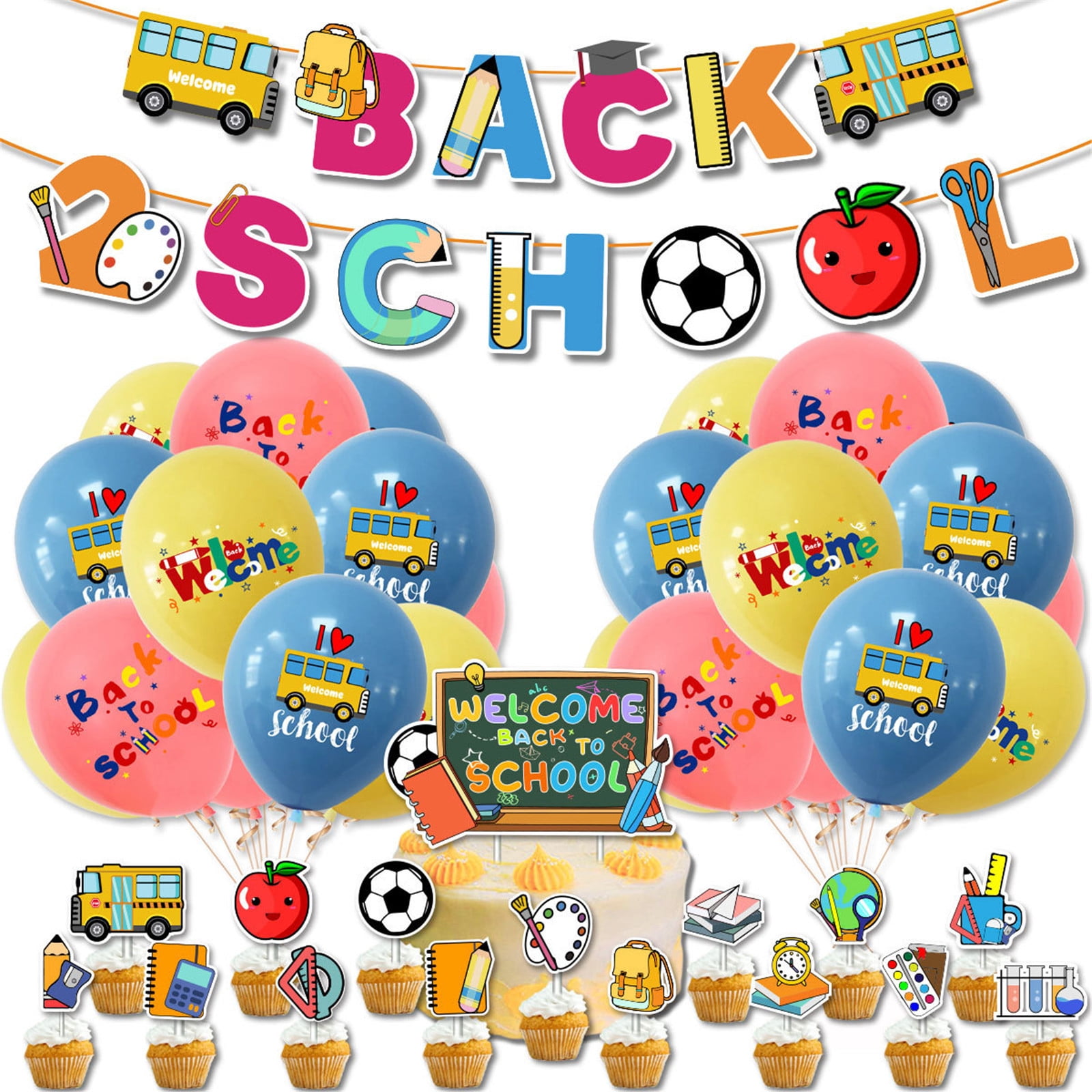 Ajauxi Back To School Party Decoration Set, Classroom Welcome Banner and Balloon Arch Kit (37 Piece Set) e18gj