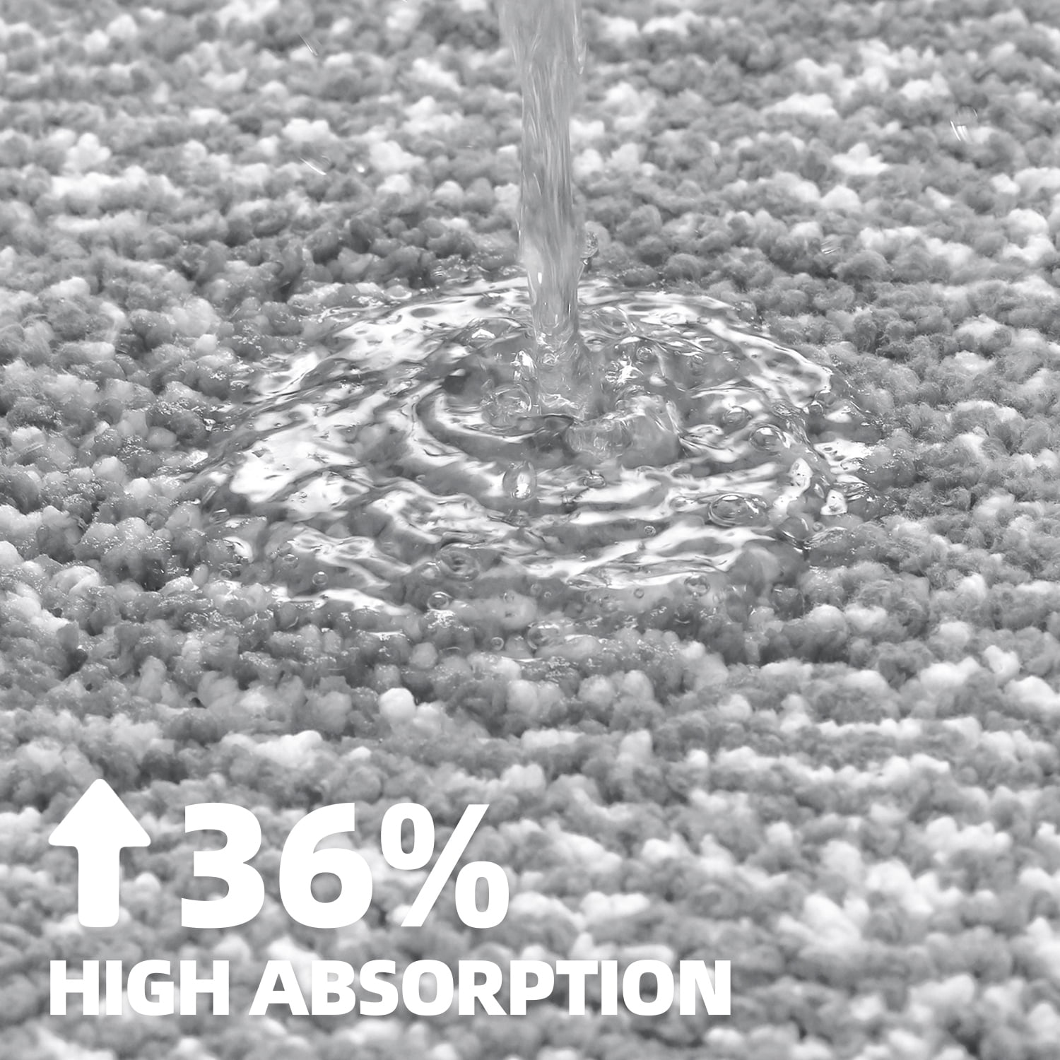 PABUBE Microfiber Shag Bathroom Rug, Non-Slip Absorbent Bath Mat for Shower and Tub (Grey and White, 16 in x 24 in) ya2x8