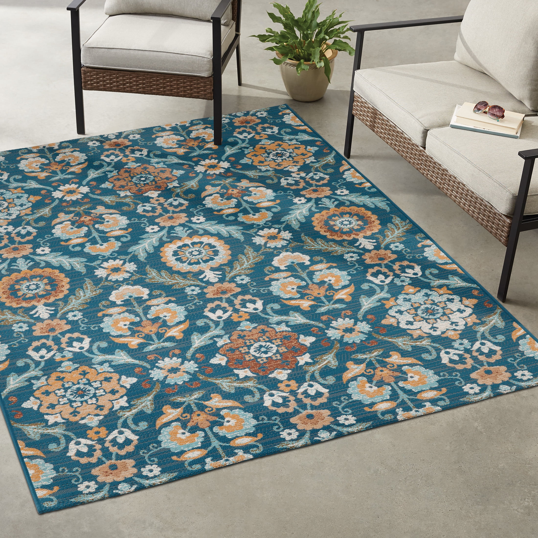 Mainstays Medallion Outdoor Rug (Multi-Color, 5 ft x 7 ft) fn4ce