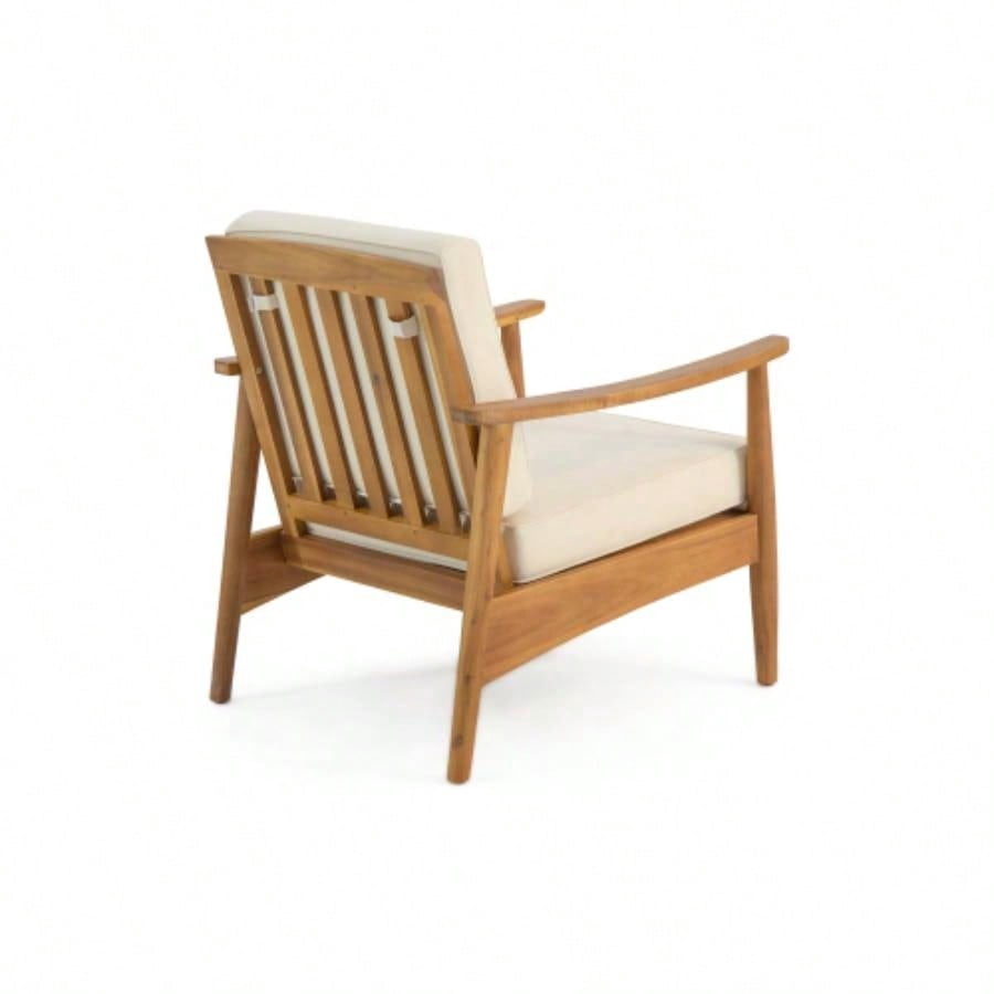DOKEA Laurent Outdoor Club Chair Set, Acacia Wood Patio Furniture with Thick Cushions (500 lb Capacity, 4-Piece Set) 7mjvs