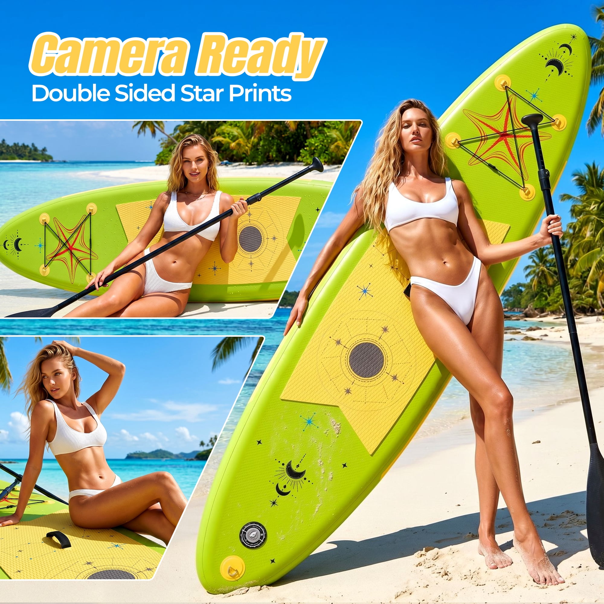 Naipo Inflatable Stand Up Paddle Board with Full SUP Accessories (Avocado Green, 10 ft) v8avu