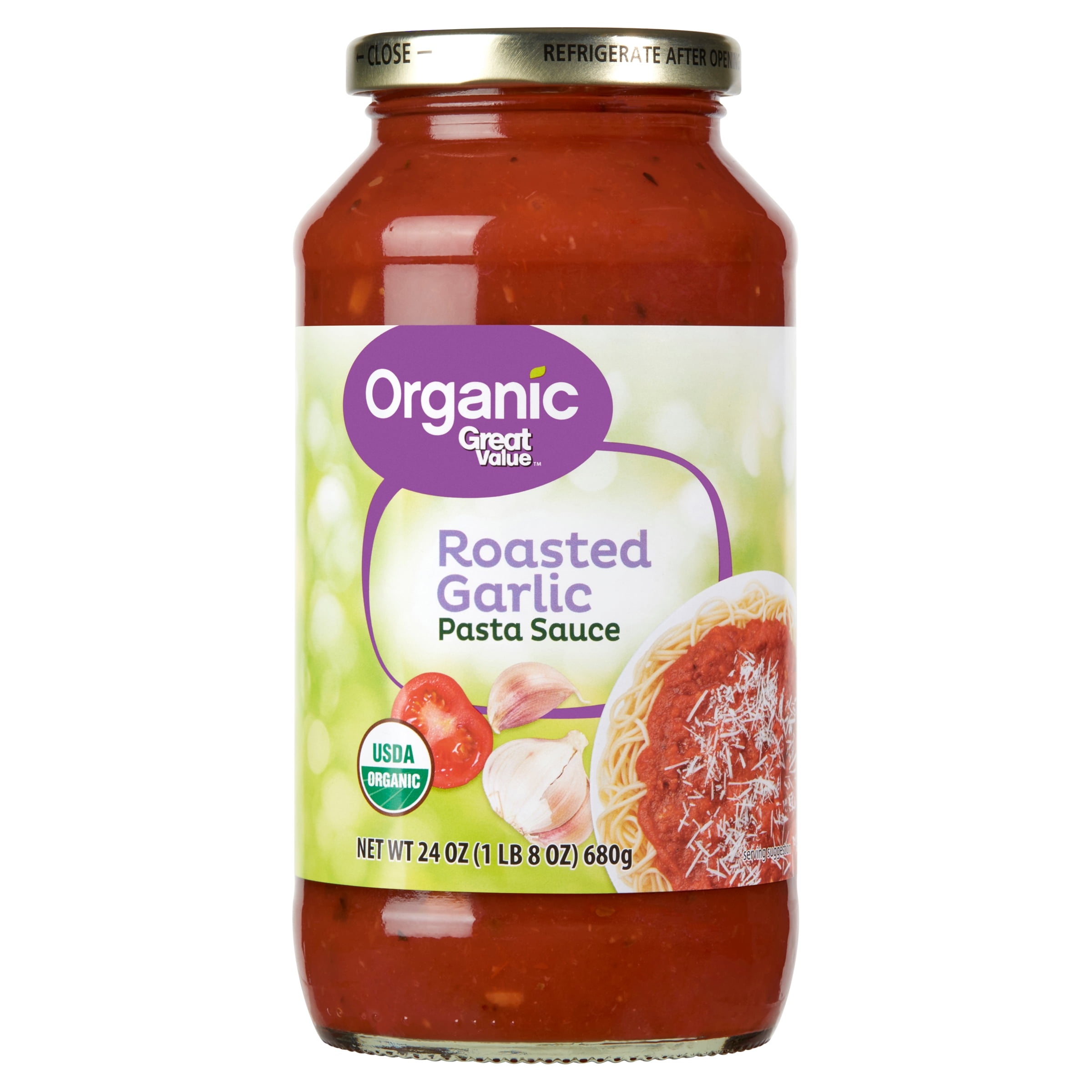 Great Value Organic Roasted Garlic Pasta Sauce, Rich Tomato & Herb Flavor (3 Pack, 24 oz) qmhpq