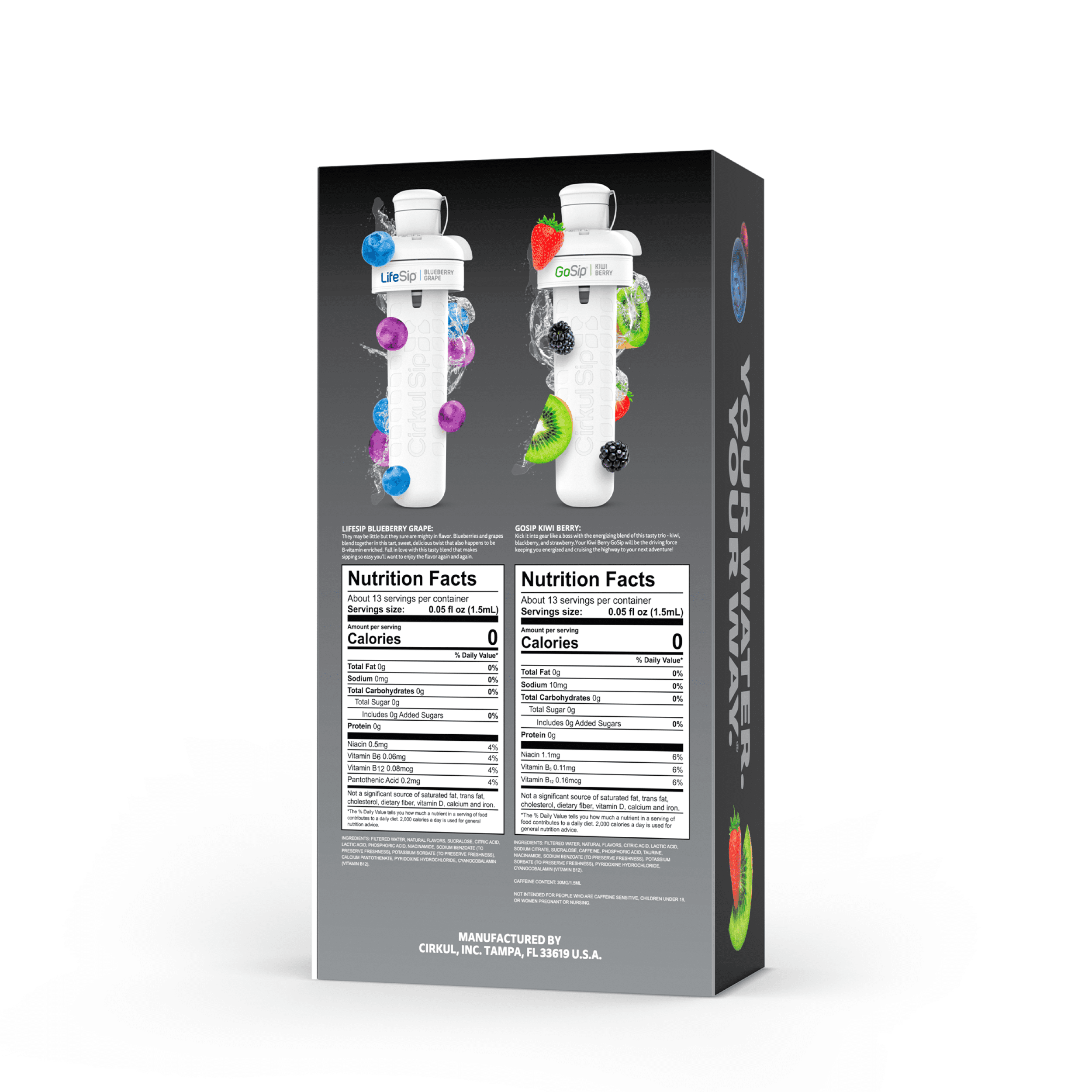 Cirkul Stainless Steel Water System Starter Kit with Flavor Dial and 2 Cartridges (Matte Black, 32 oz) wuczt