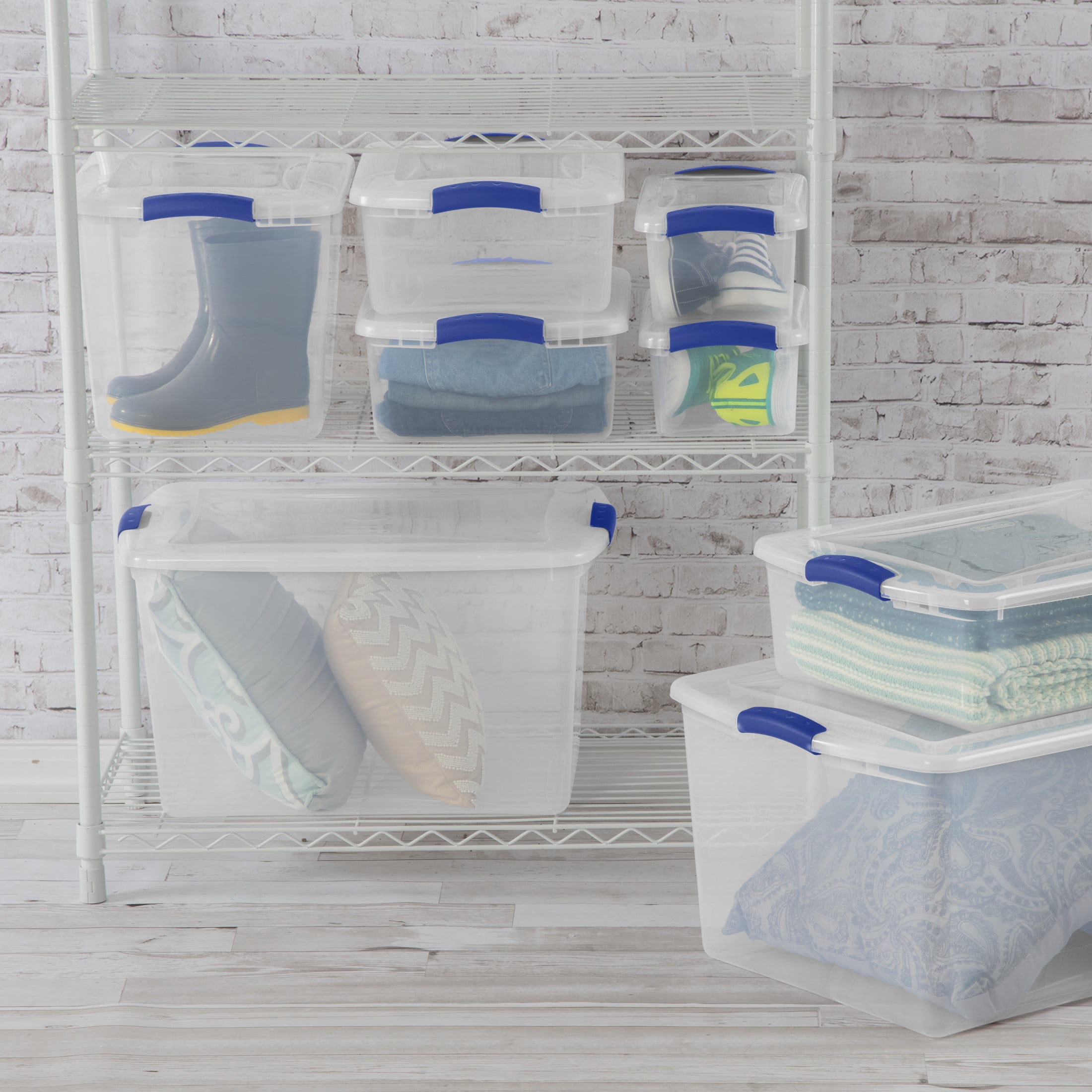 Sterilite 7 Quart Small Latching Storage Bin, Clear Plastic Container with Secure Lid (Clear, 7 Quart) 3jp5t