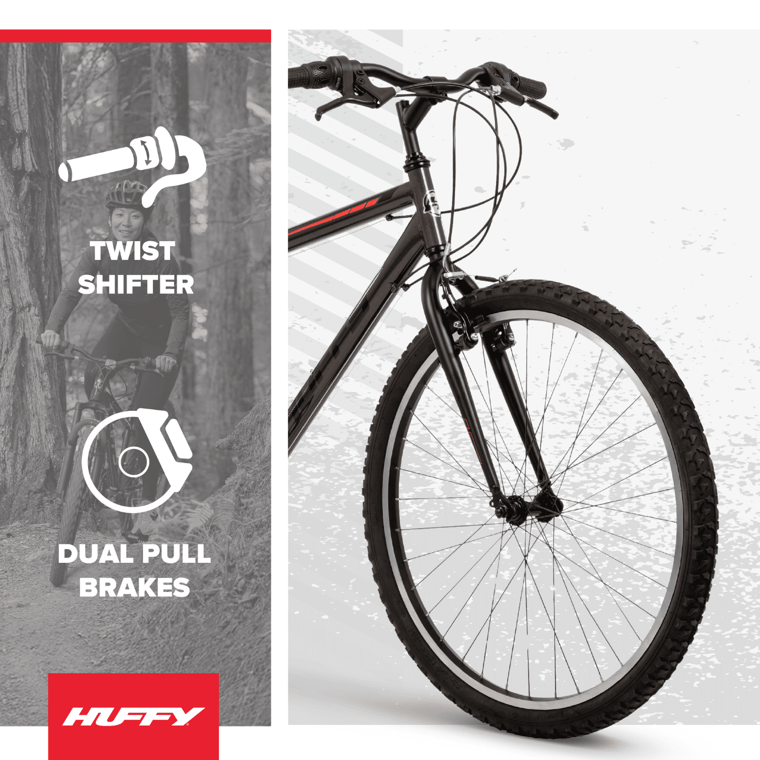 Huffy North Peak Mountain Bike, 15-Speed All-Terrain Bicycle (Charcoal Gray, 26 in) 0okqf