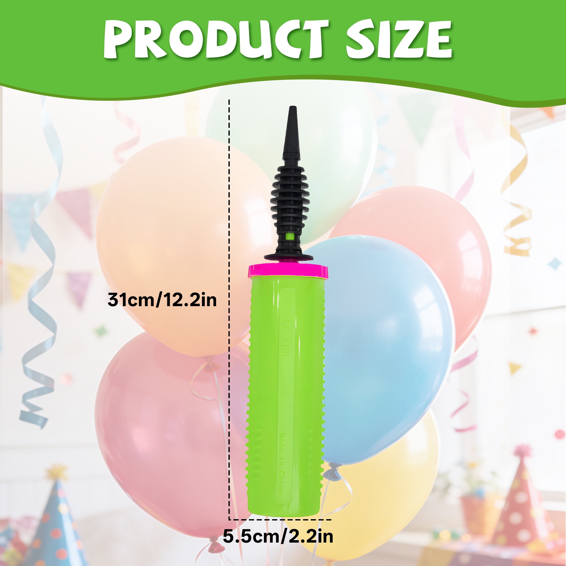 BESTSKY Manual Balloon Pump Dual-Action Hand Inflator for Party Decorations (Green, 12.4 in) pplh2