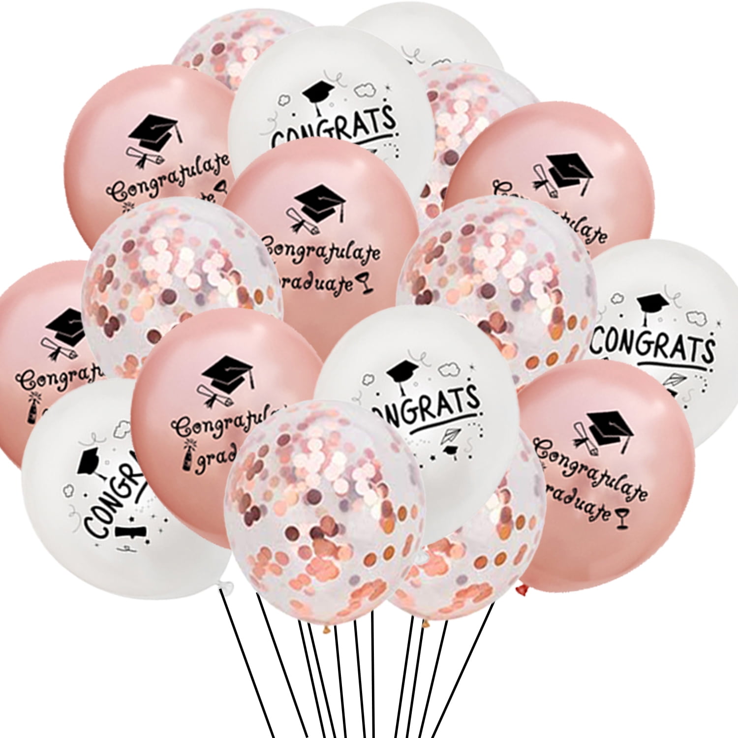 Ohgeecraft Graduation Party Decorations Set, Rose Gold Congrats Grad Balloons and Confetti Decor (30 Pieces) 7da6h