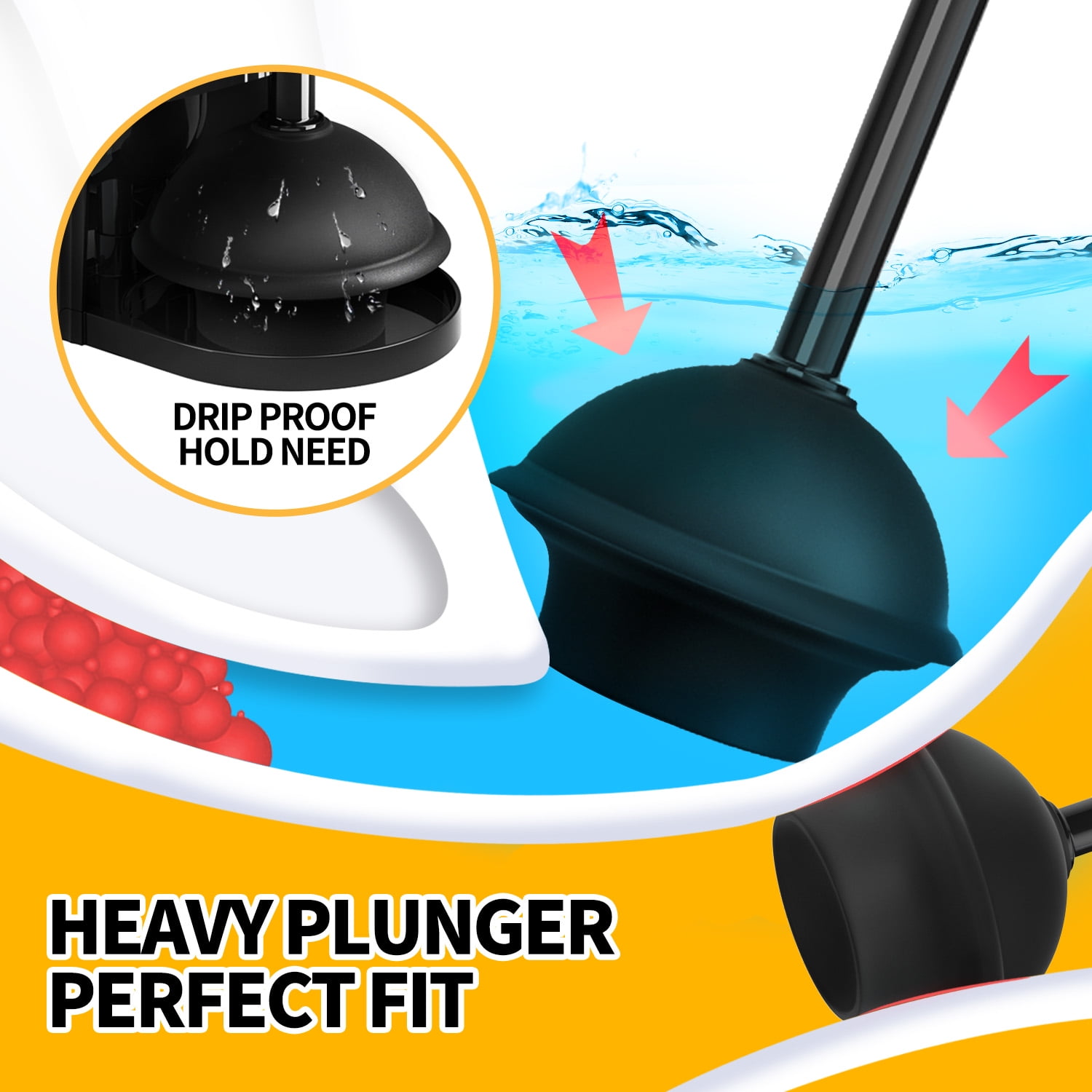 Propuri 2-in-1 Toilet Plunger and Brush Set with Extended Handle (Black, 1-Pack) etlao