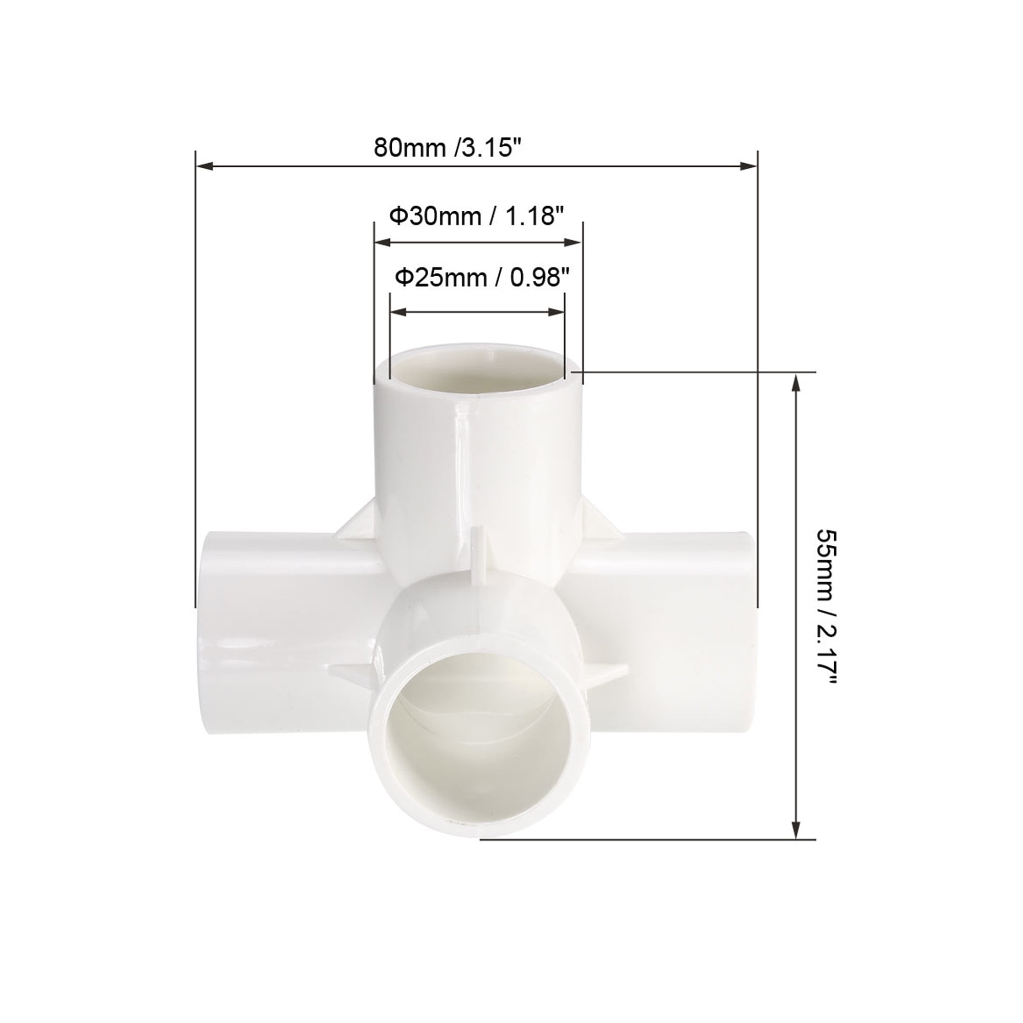 Unique Bargains 4-Way PVC Pipe Fitting Furniture Grade Corner Connector (White, 3/4-inch, 2-Pack) 4wlka