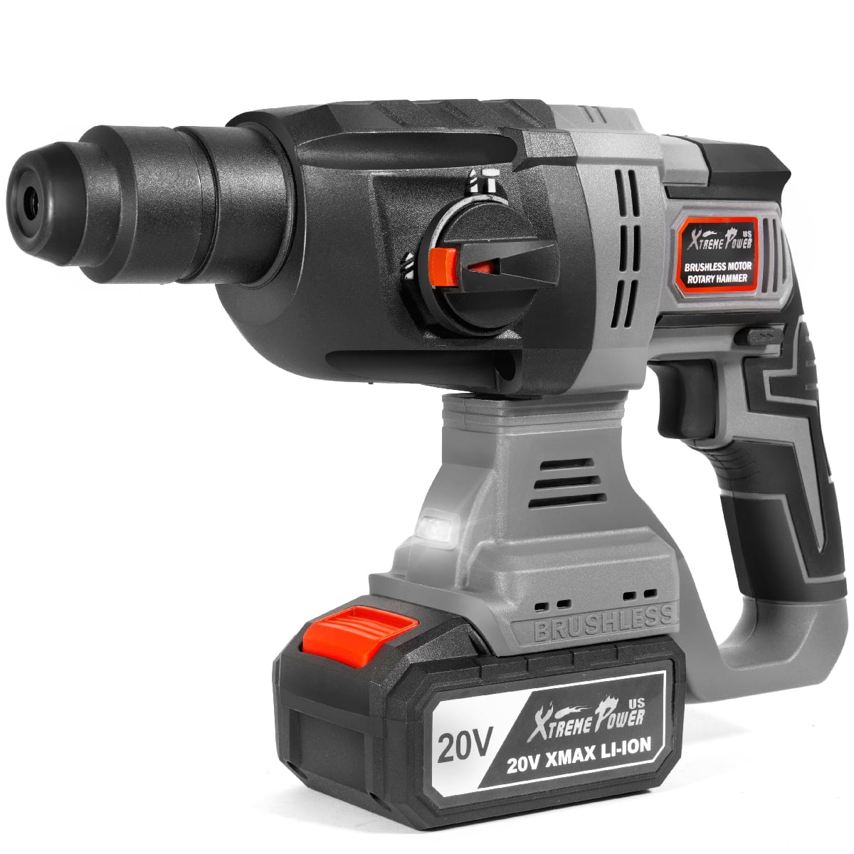 XtremepowerUS 20V Cordless SDS Plus Rotary Hammer Drill, Brushless Motor, Variable Speed (Black, 1 Kit) vpcvz