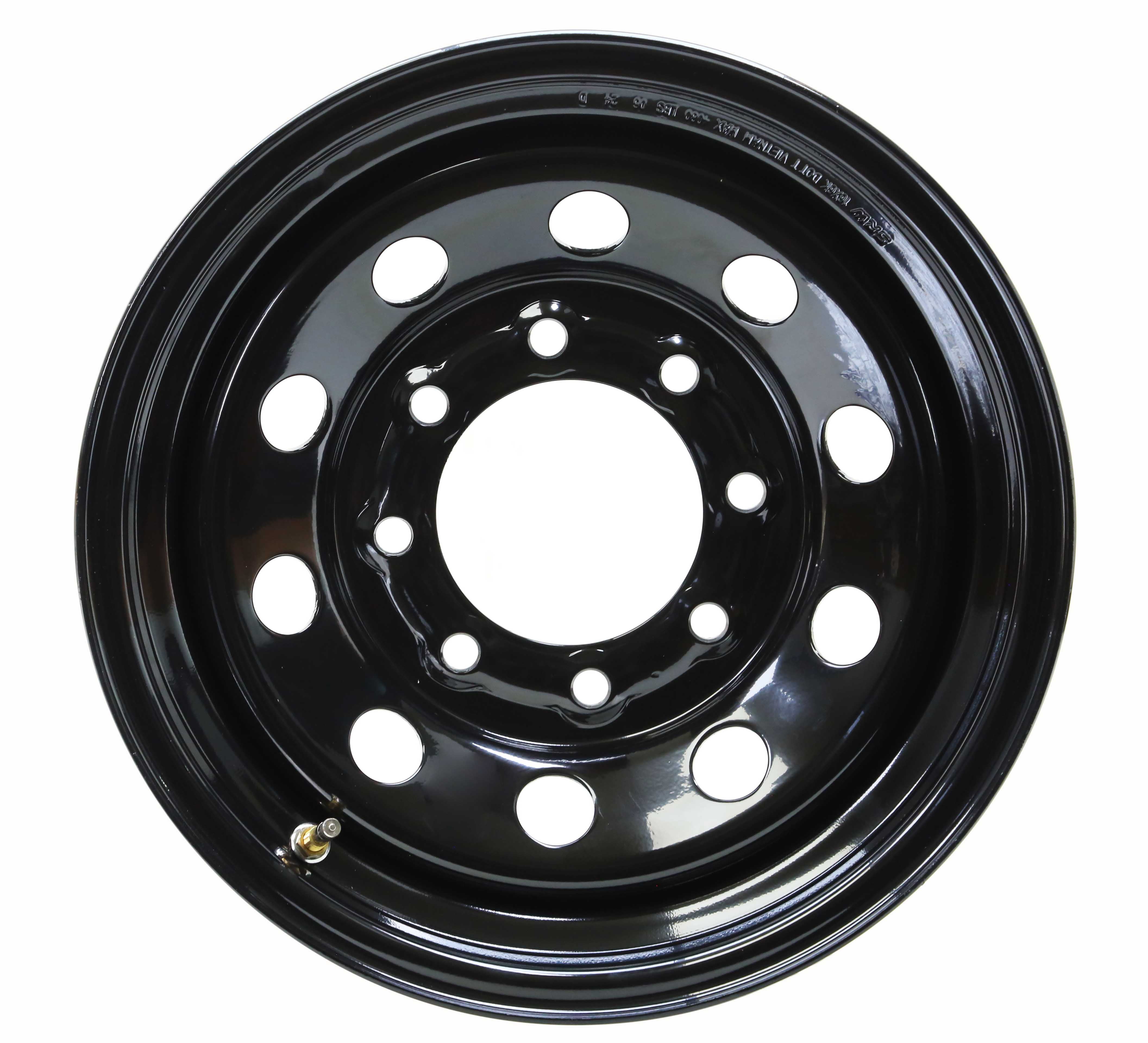 Libra Trailer Parts 16 x 6 Trailer Wheel (8 Lug on 6.5 in Bolt Pattern, Black Mod) zx49v