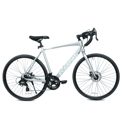 FENGFAN Road Bike 16-Speed Disc Brake Bicycle Lightweight Aluminum Frame (Silver, 700C x 28 in) cbq57