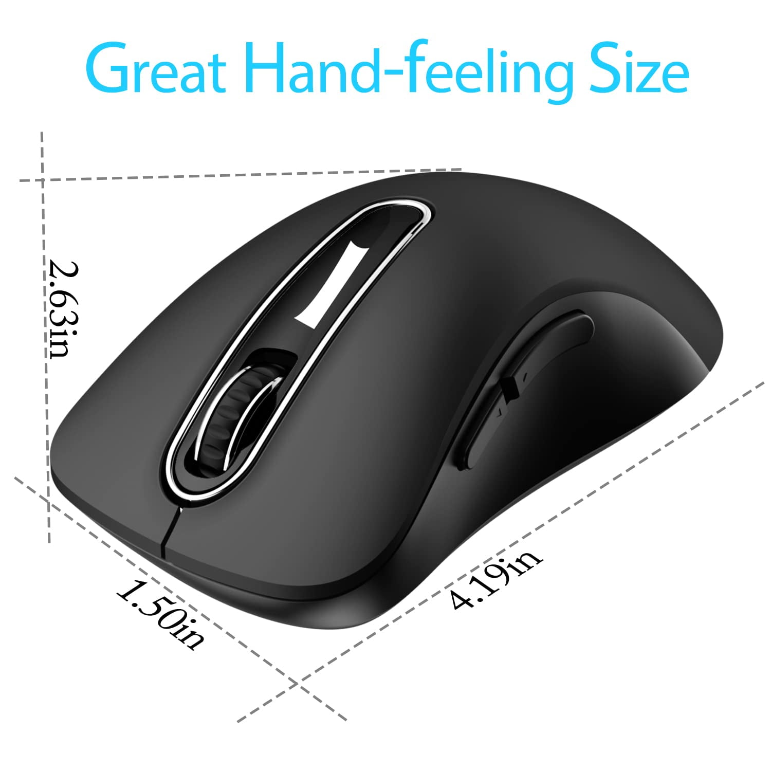 Memzuoix Wireless Mouse for Laptop, 5-Button Ergonomic Optical Computer Mouse with USB Receiver (Black, 1400 DPI) zmusf