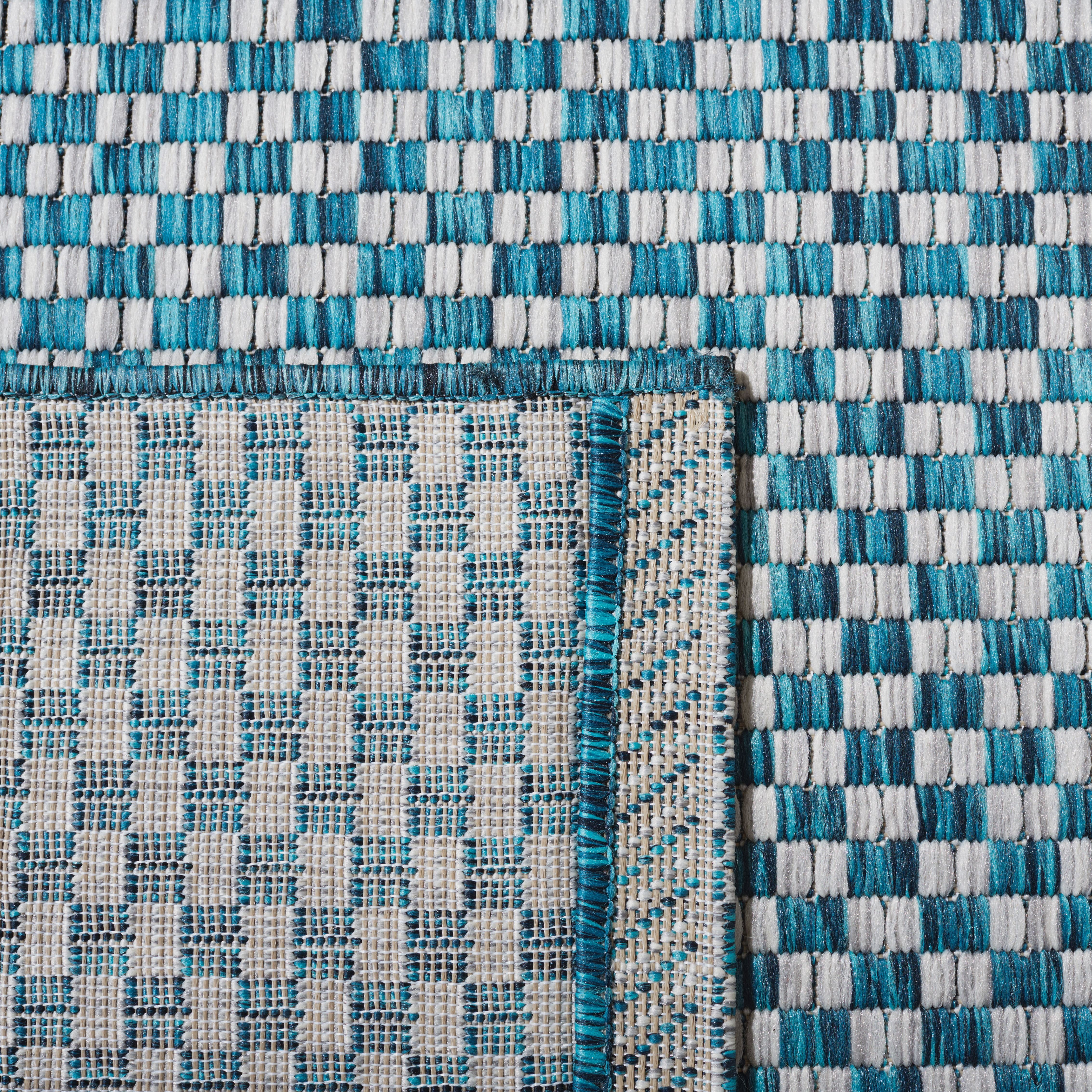 Safavieh Courtyard Blair Checkered Indoor/Outdoor Area Rug (Turquoise/Light Grey, 2 ft x 3.58 ft) d9t69