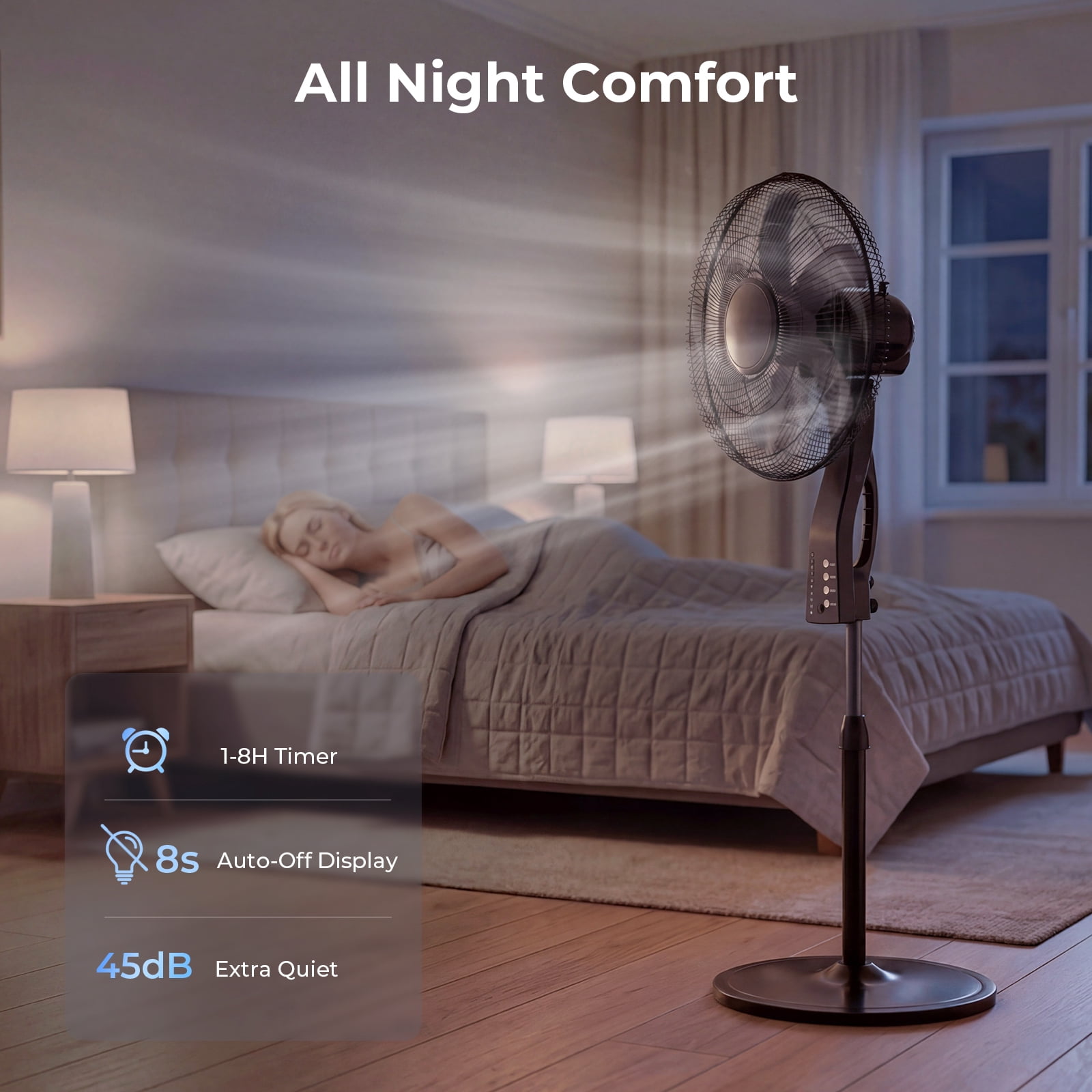 Goosiay Oscillating Pedestal Fan with Remote Control, Height Adjustable Standing Fan for Home Office (Black, 16 in) v1t1o