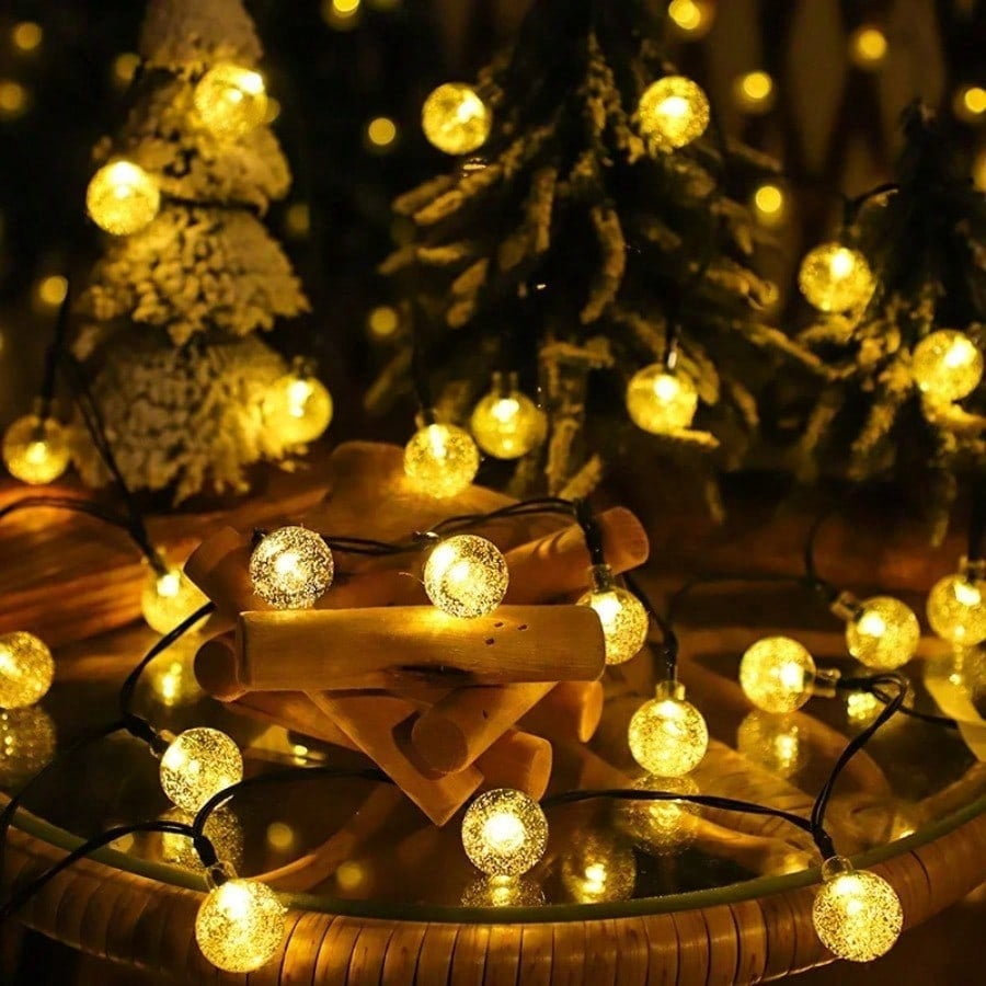 Slssqhz LED Solar String Lights Outdoor Crystal Ball Decorative Lighting (Multi-Color, 100 LEDs, 32.8 ft) pc13p