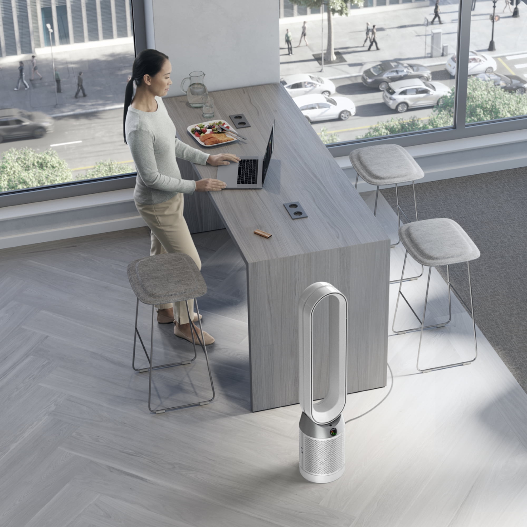 Dyson Purifier Cool Tower Fan TP7C HEPA Activated Carbon Air Purifier (White/Silver, 101 sq ft) lu42h