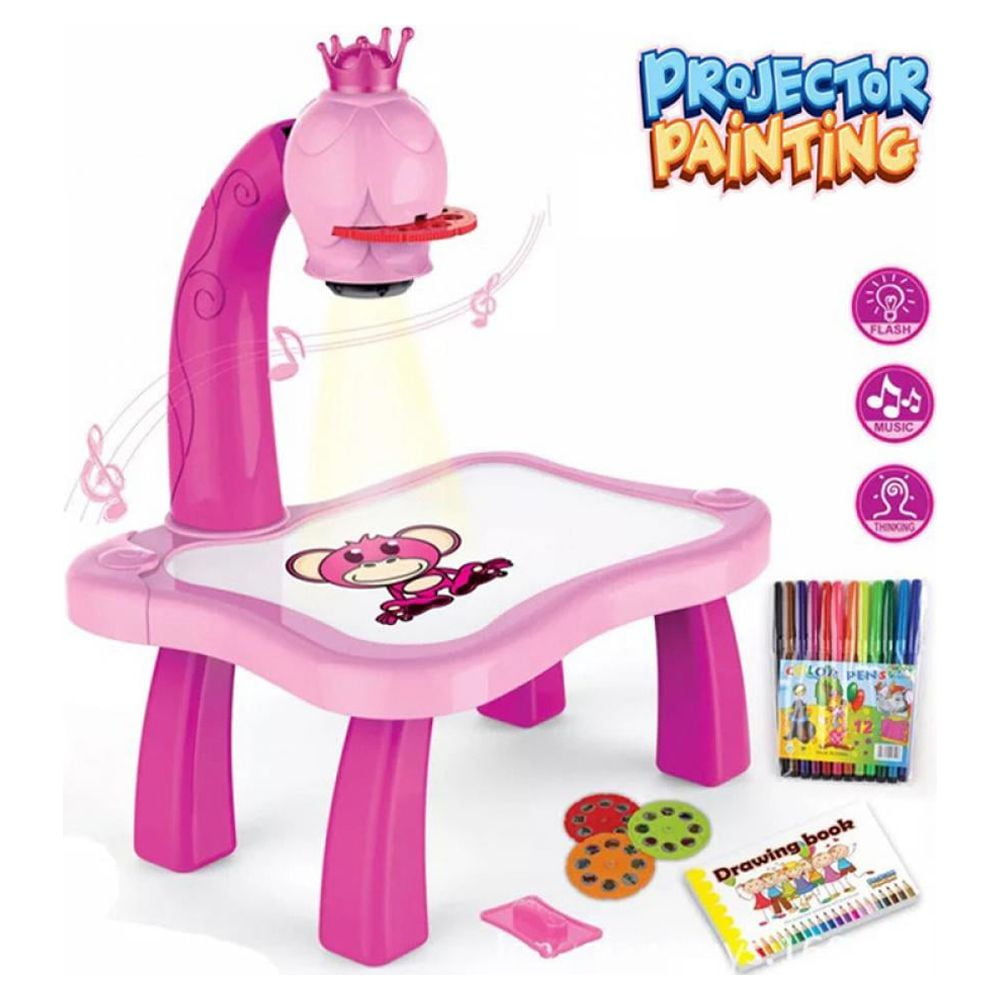 Miyanuby Magnetic Drawing Board Projector Set for Kids (Pink, 9.8 in x 8.3 in) bo89k