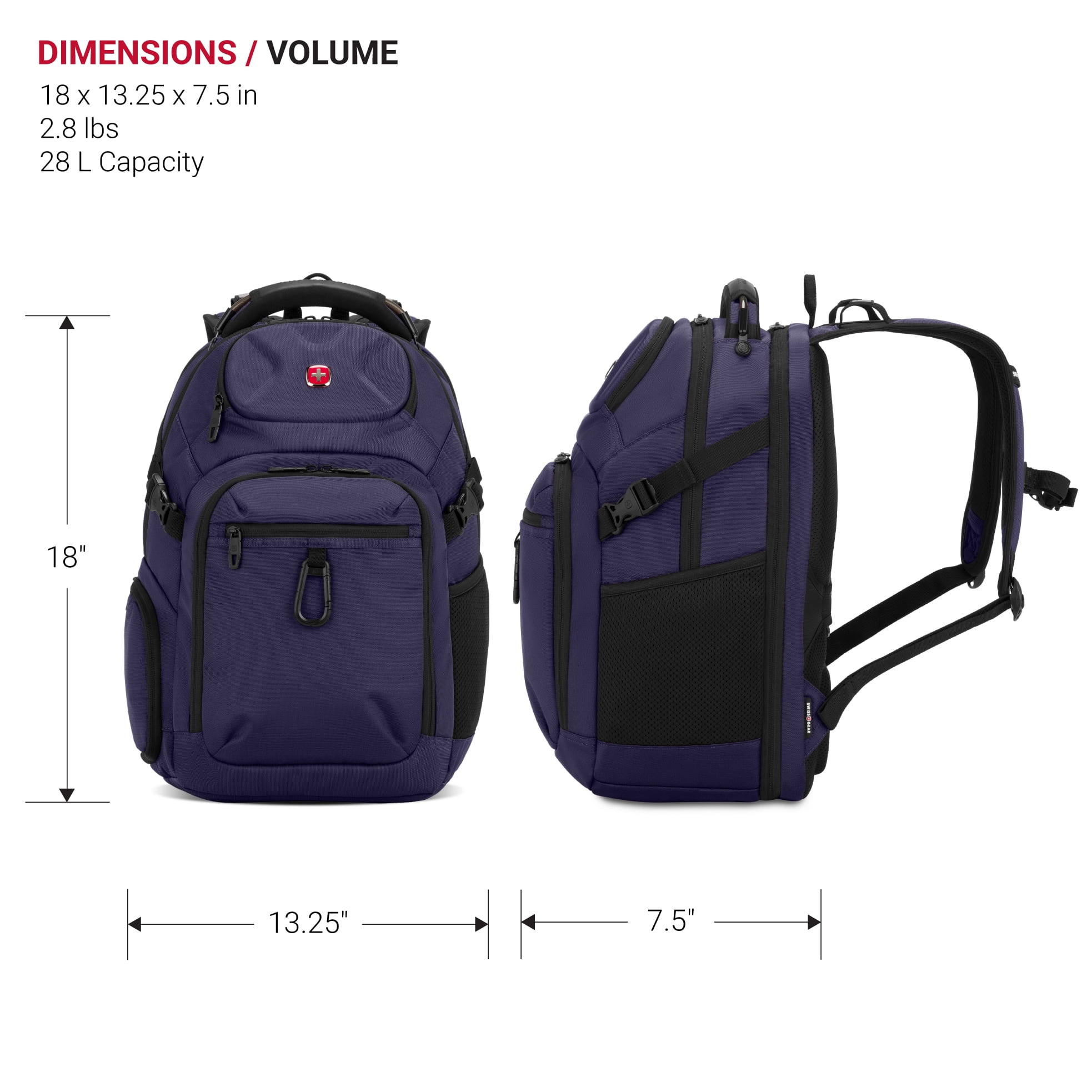 SWISSGEAR Stride ScanSmart Laptop Backpack, Ergonomic Travel Bag for 17 in Laptops (Peacoat Blue, 18 x 13.25 x 7.5 in) h9zll