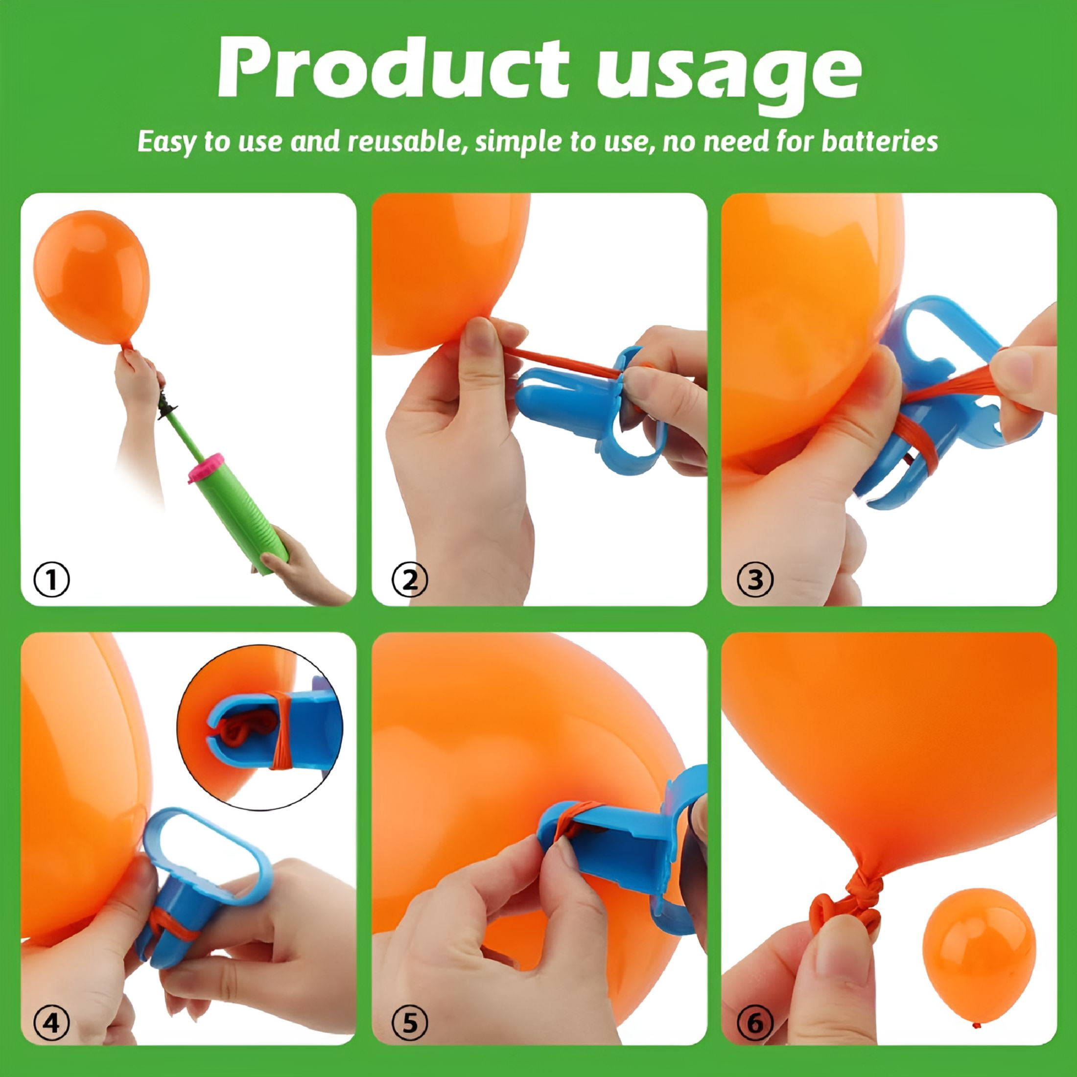 EXLEAF Dual Action Balloon Pump and Tying Tool Set (2 Piece Set) y32qx