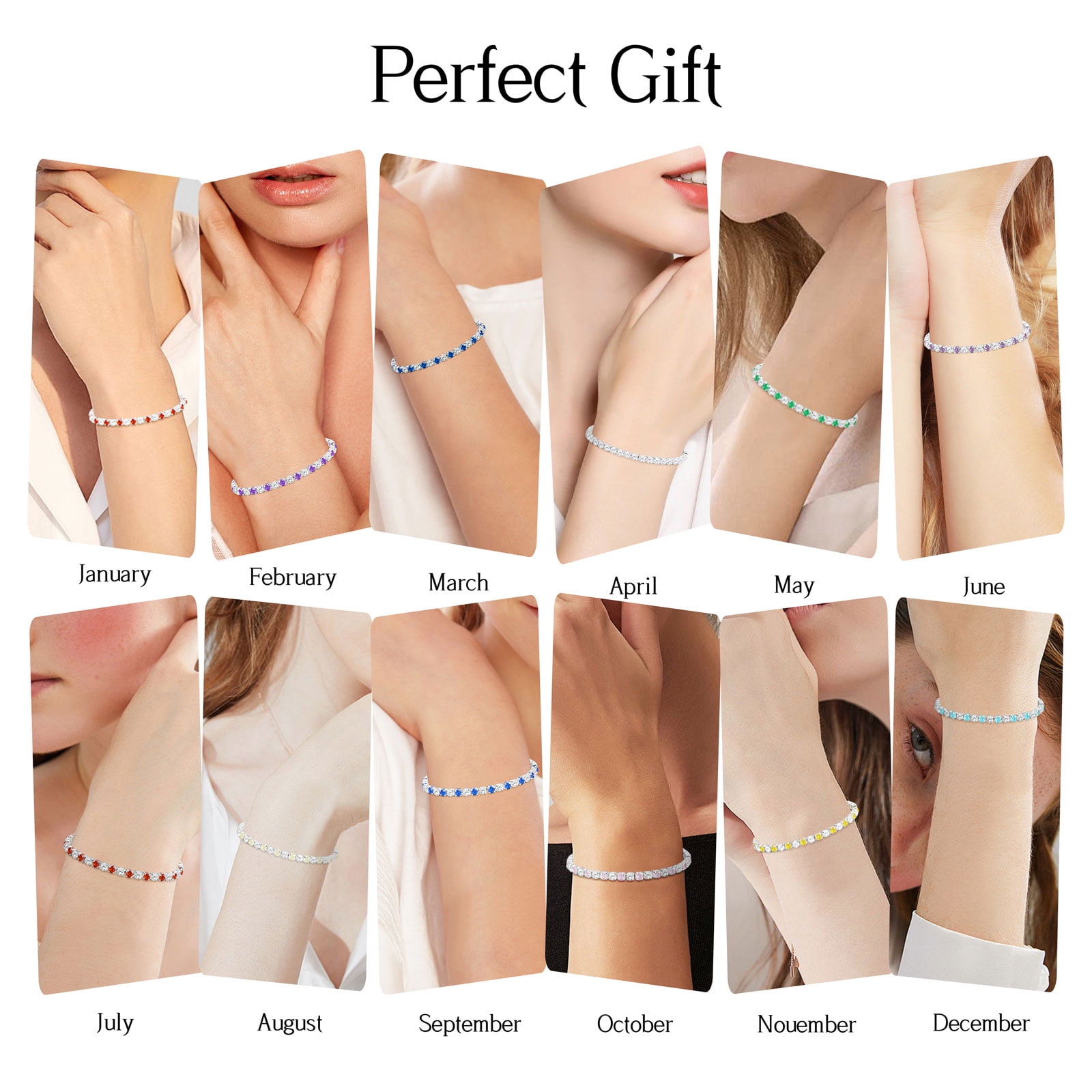 APSVO S925 Sterling Silver Plated Tennis Bracelet, Cubic Zirconia Adjustable Wrist Jewelry for Women and Girls (Silver, 6-10 in) u7txm