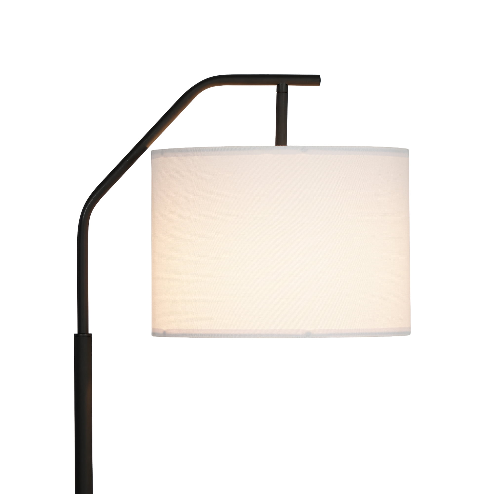 Mainstays 62 in Metal Angled Downbridge Floor Lamp with Linen Shade (Black, 62 in) y353p