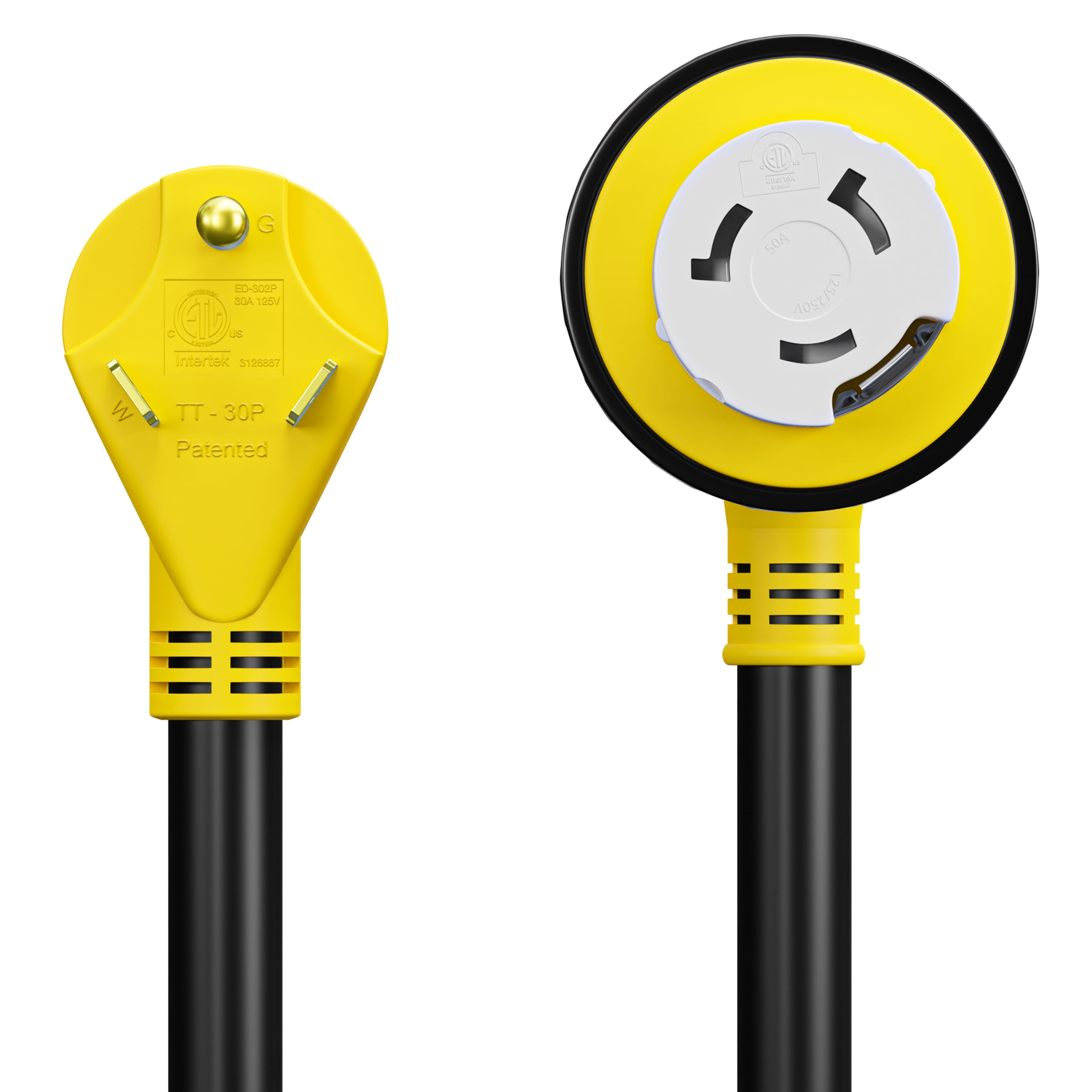 Leisure RV Power Cord Adapter 30 Amp Male to 50 Amp Female Locking Connector (12 in) u9py1