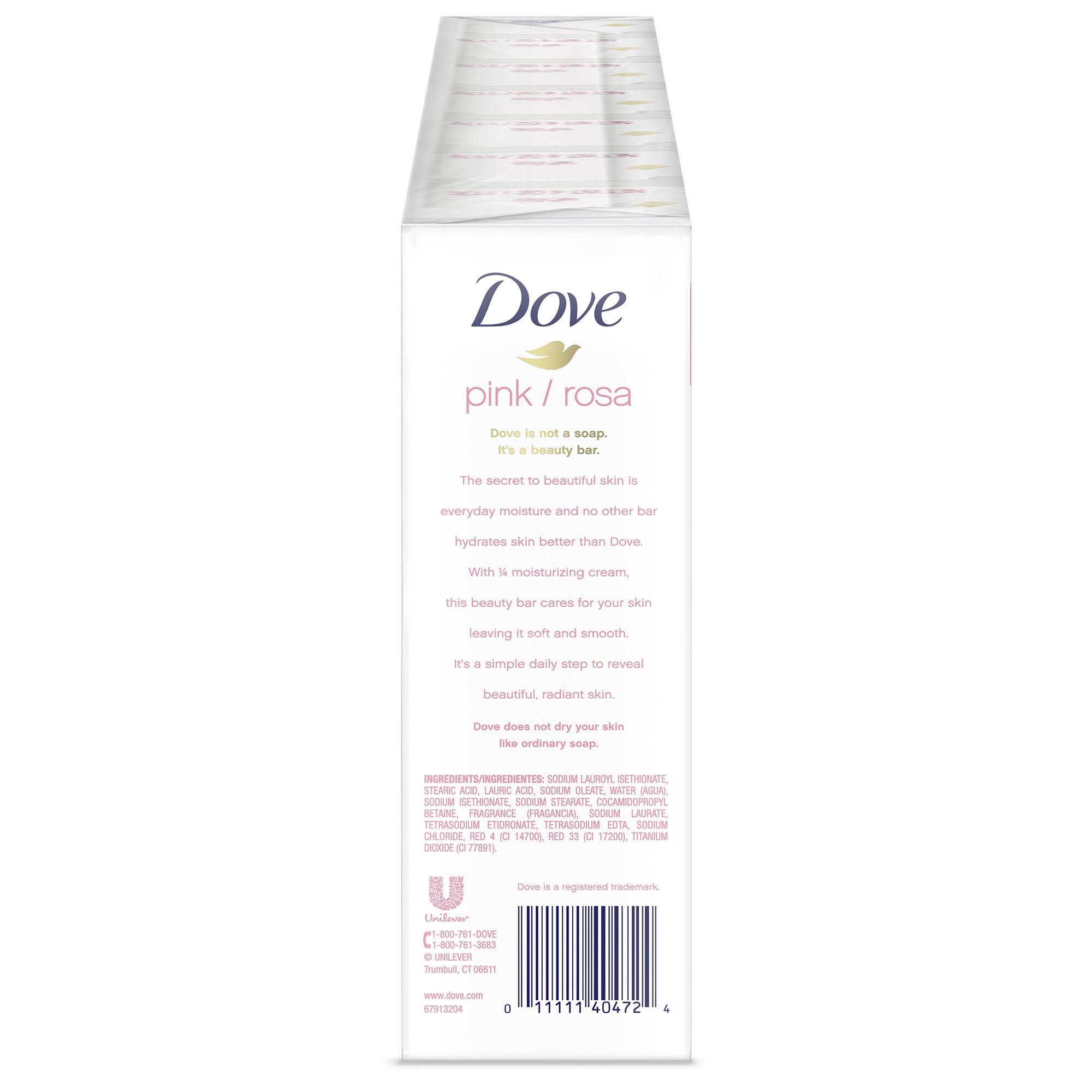 Dove Beauty Bar Pink Moisturizing Gentle Cleanser for Soft Smooth Skin (Pink, 10 Bars, 3.75 oz) 9bxr0