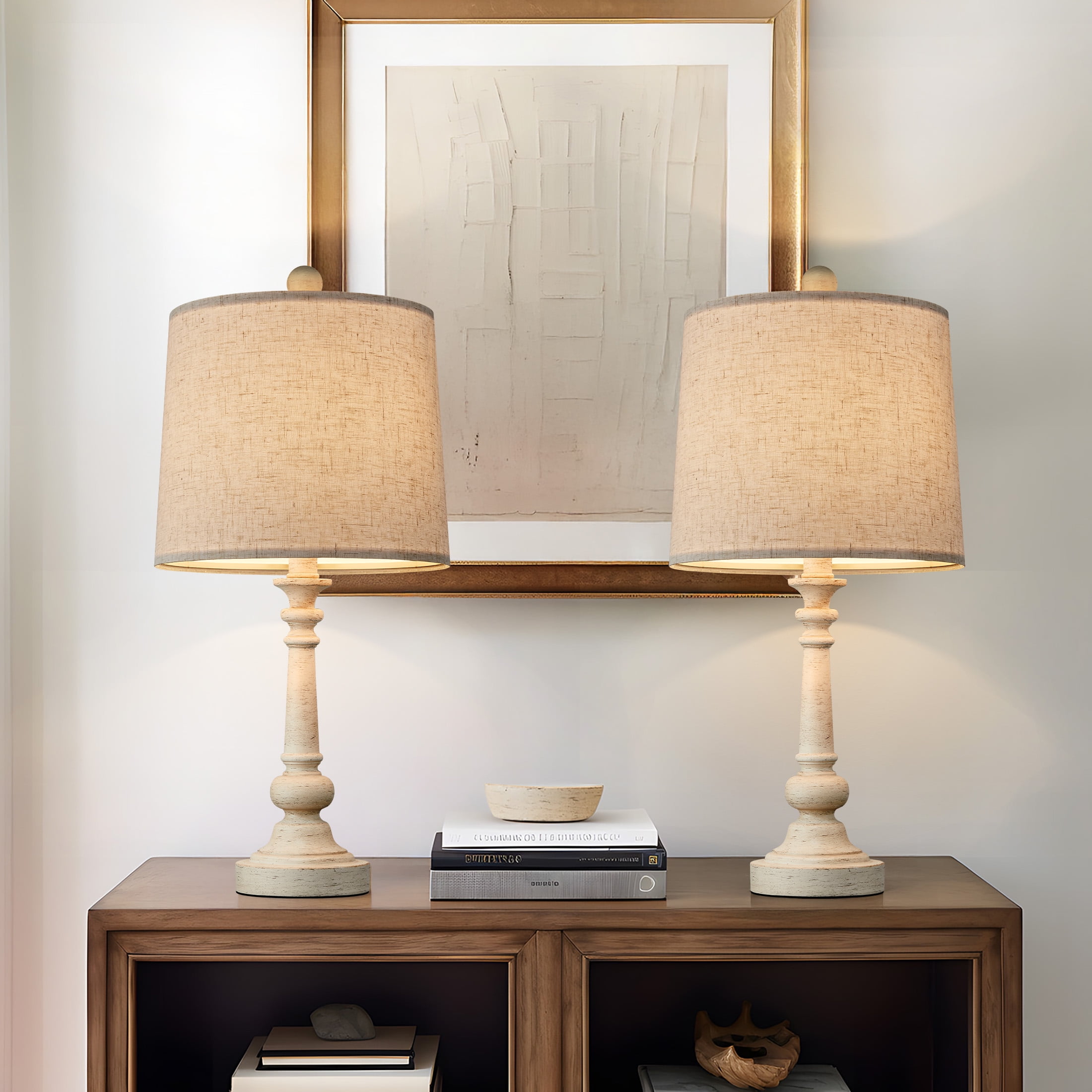 Oneach Retro Farmhouse Table Lamp Set (2-Pack, 20.25 in) y1pte
