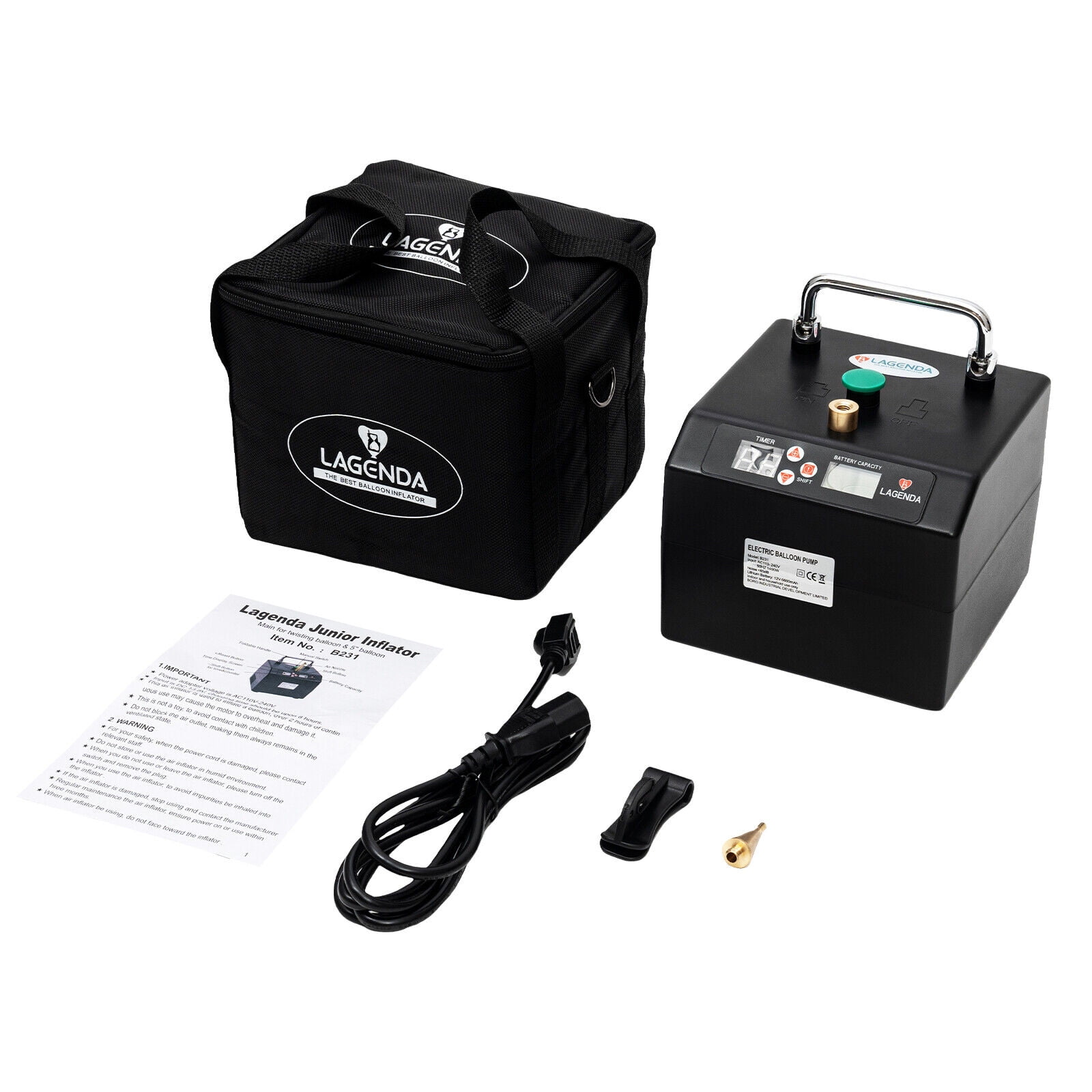 Generic Electric Balloon Inflator Pump with Adjustable Timer (Black, 6.3x5.9x5.1 in) 5l43s